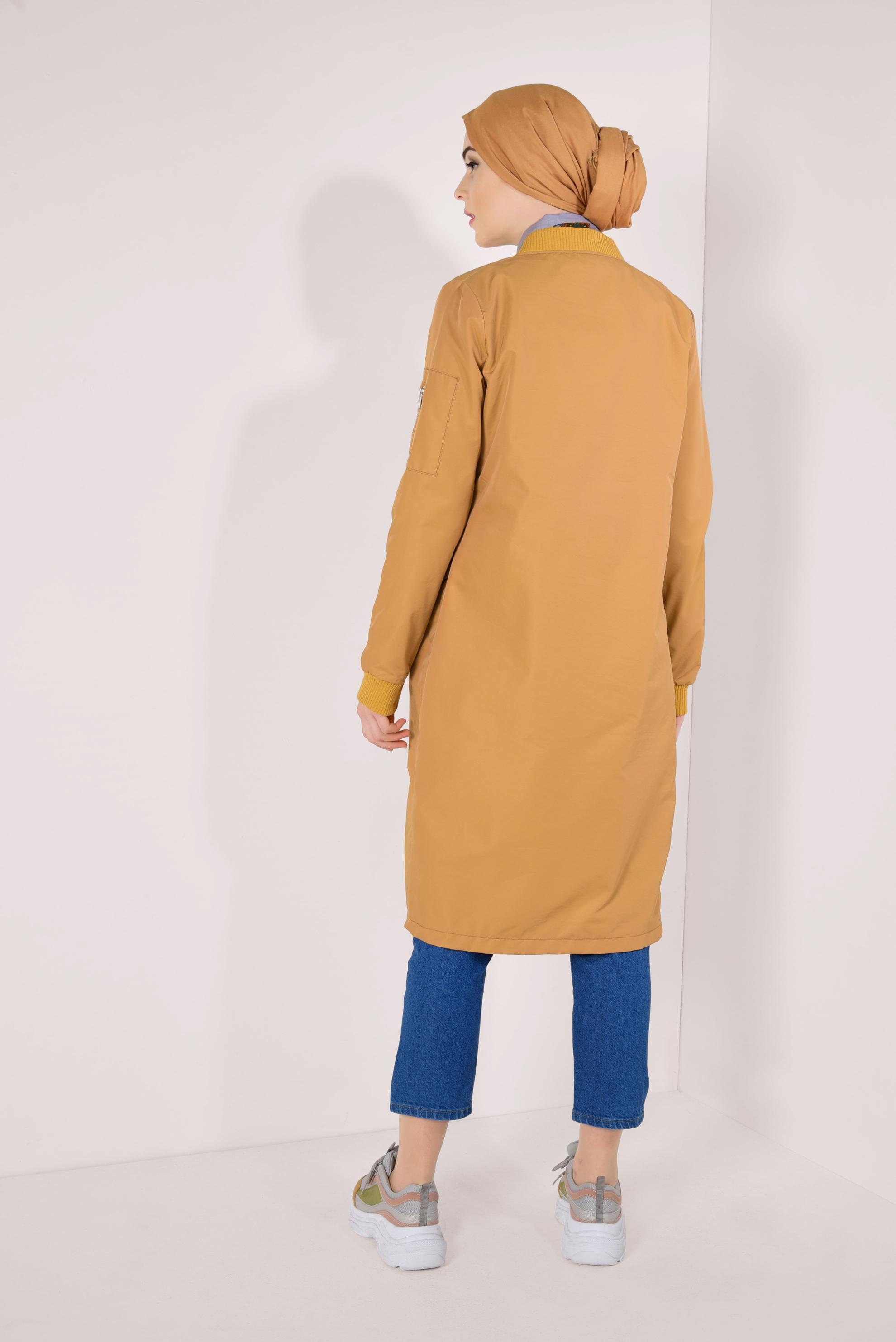Hijab clothing YELLOW Sleeve Zipper Detail Jacket 4510 