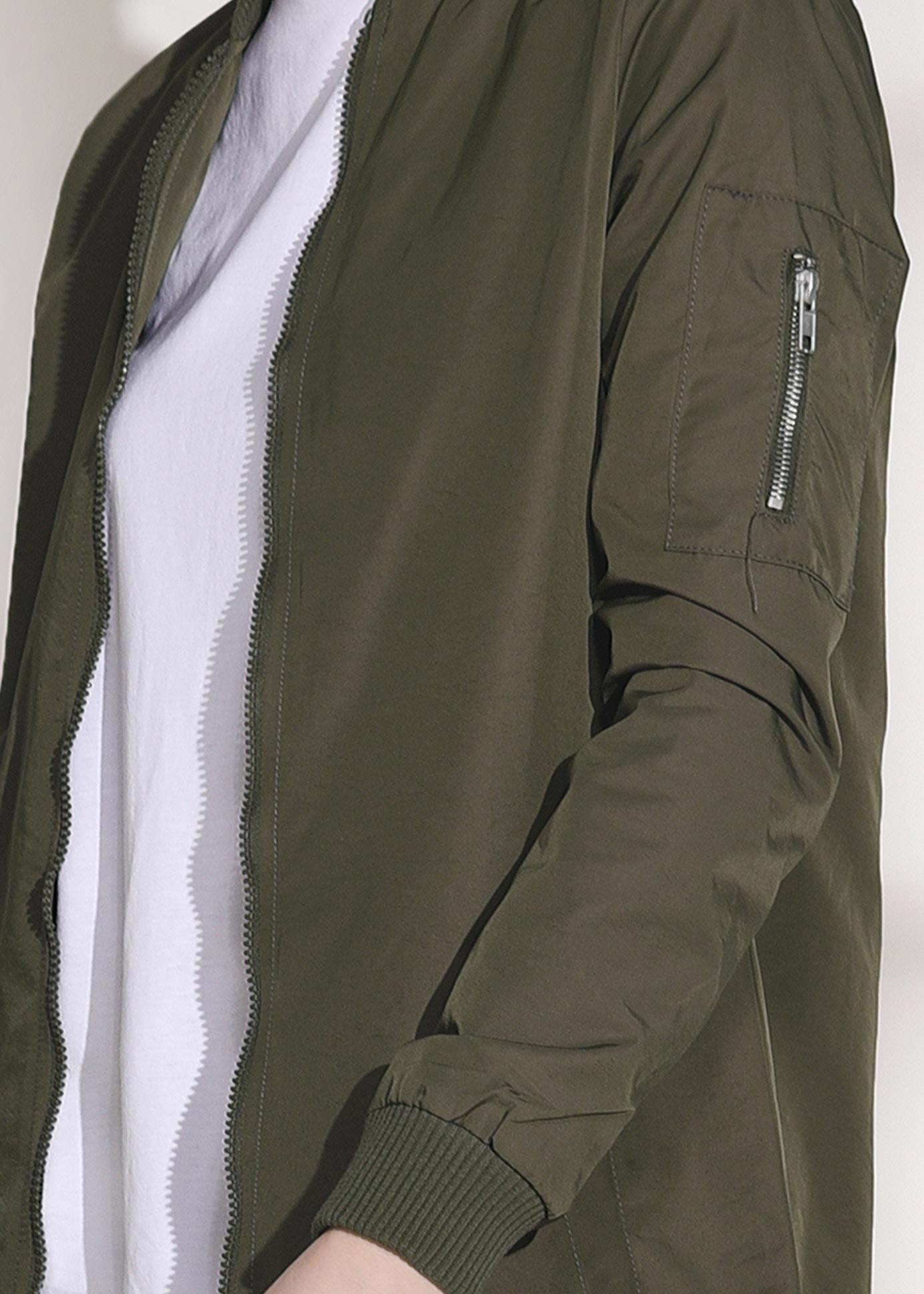 Hijab clothing KHAKI Sleeve Zipper Detail Jacket 4510 