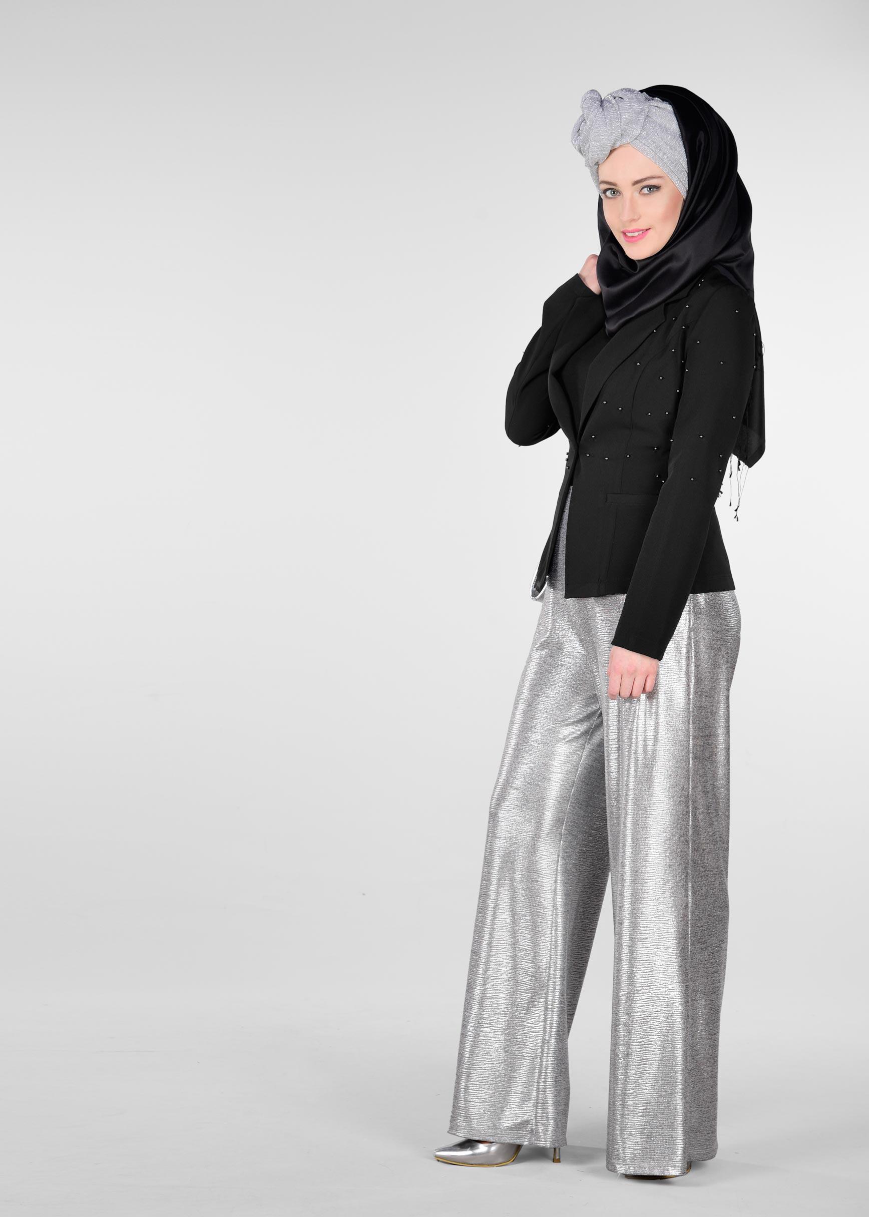 Tesettür giyim SİYAH BONCUKLU BLAZER CEKET 4978