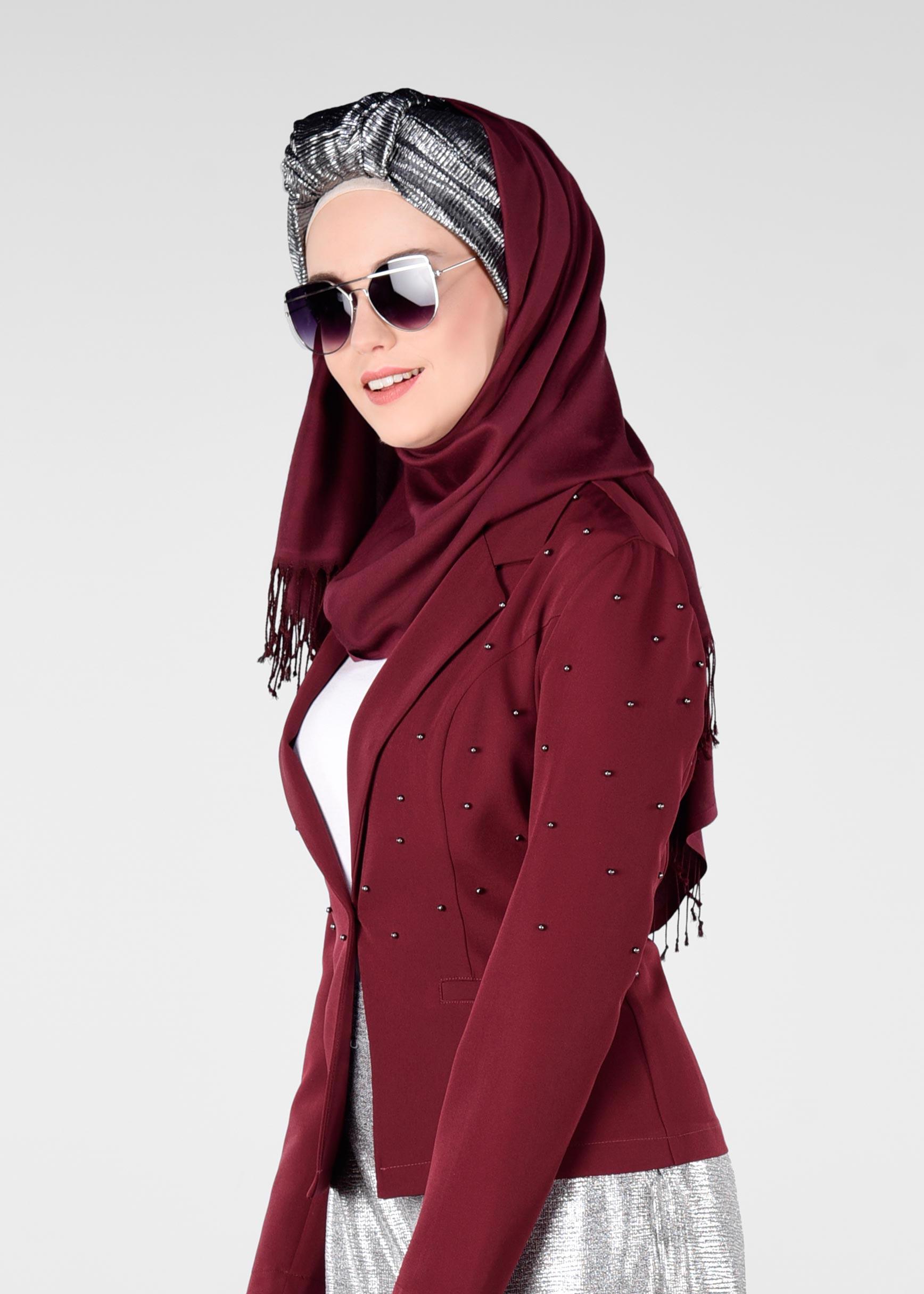 Vêtements hijab ROUGE BORDEAUX Veste 4978 