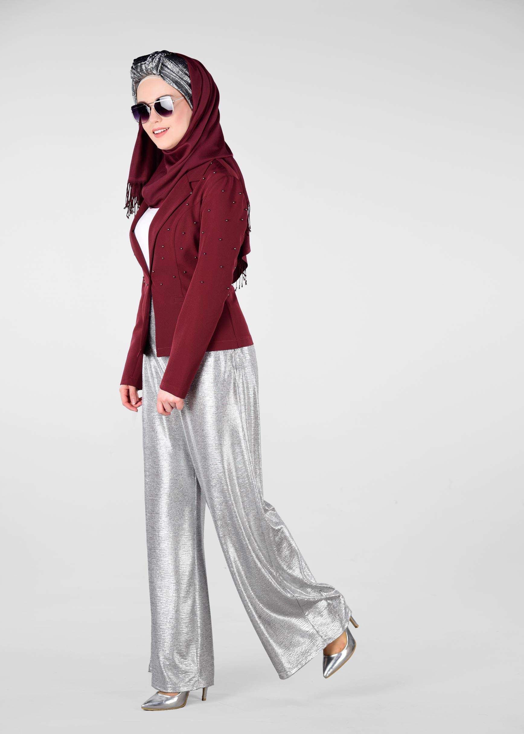 Vêtements hijab ROUGE BORDEAUX Veste 4978 