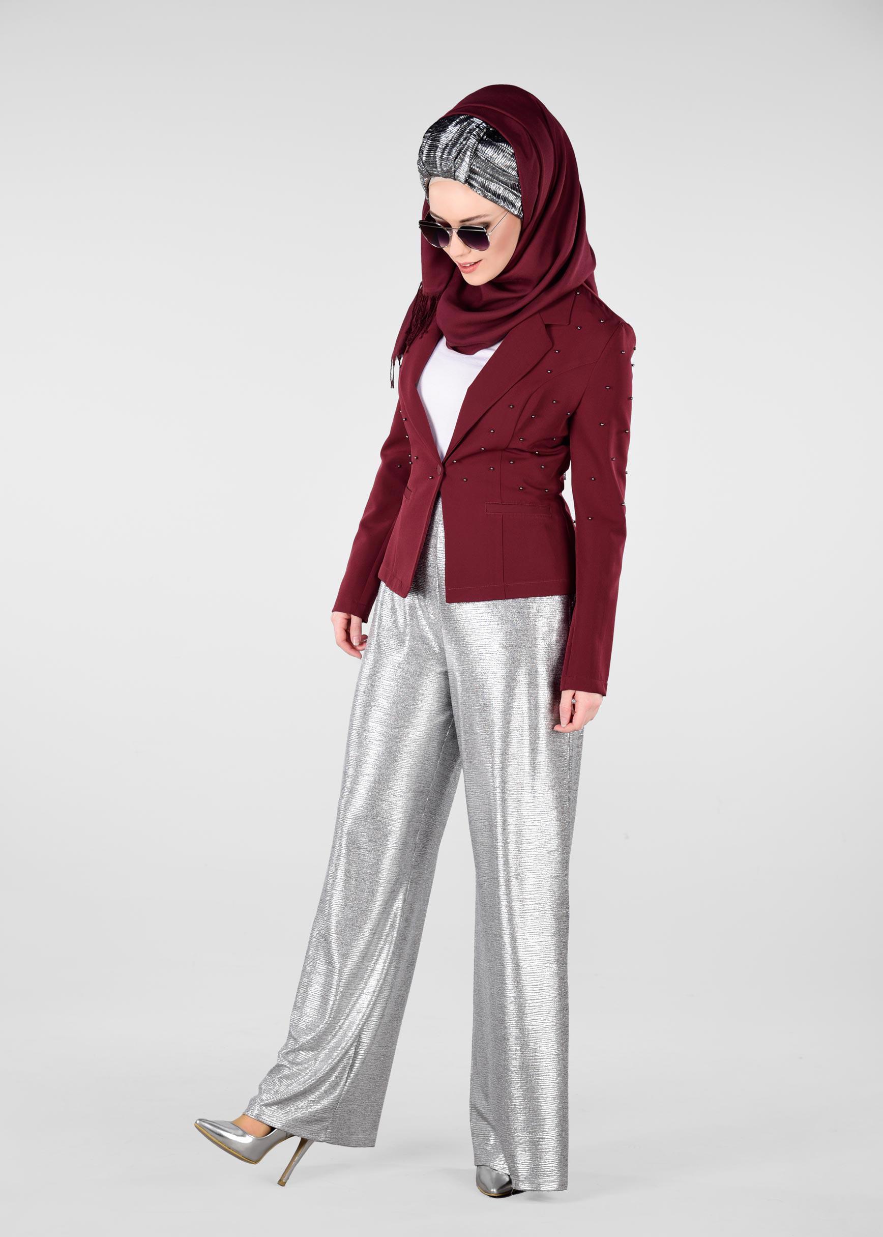 Vêtements hijab ROUGE BORDEAUX Veste 4978 