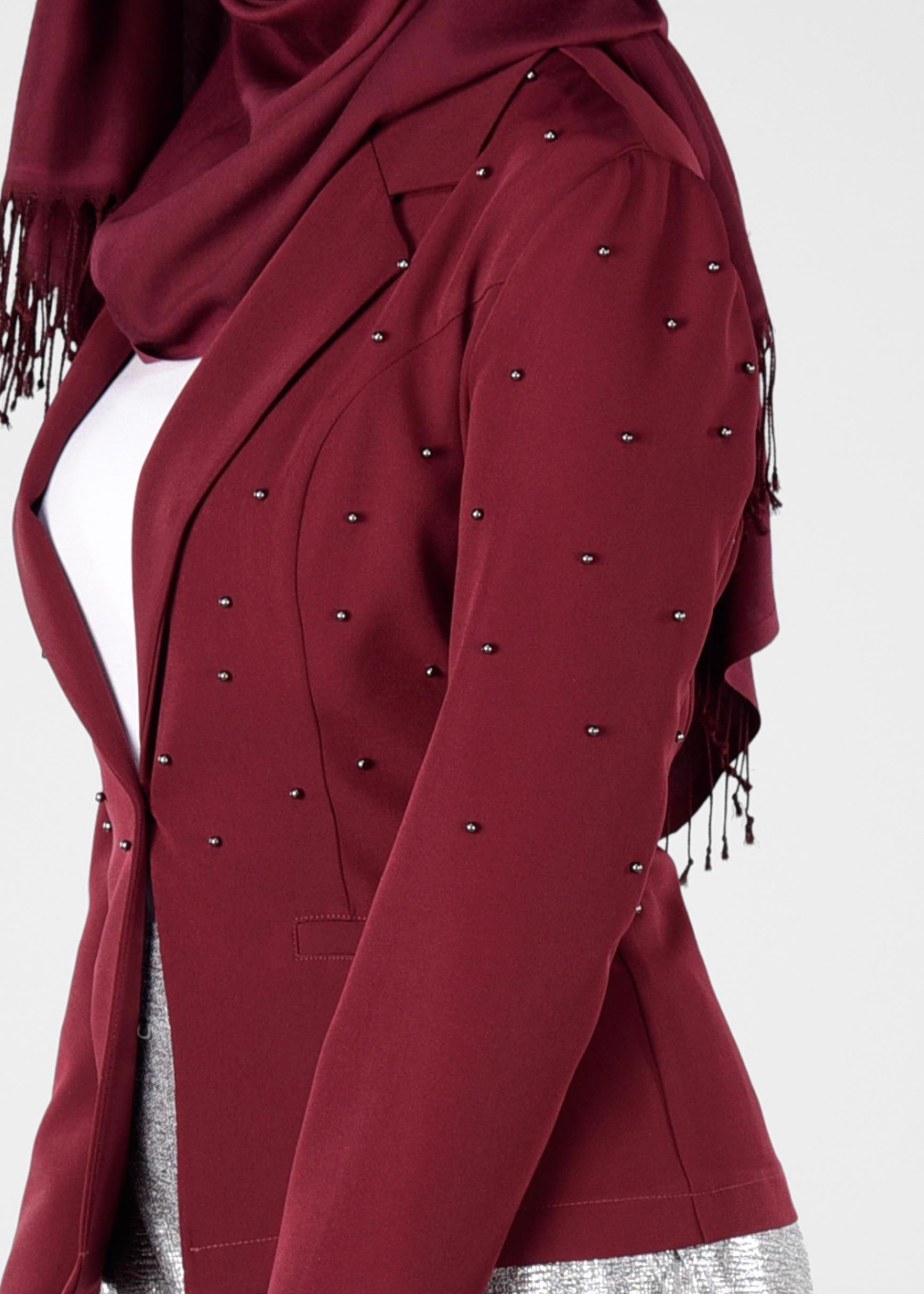 Vêtements hijab ROUGE BORDEAUX Veste 4978 