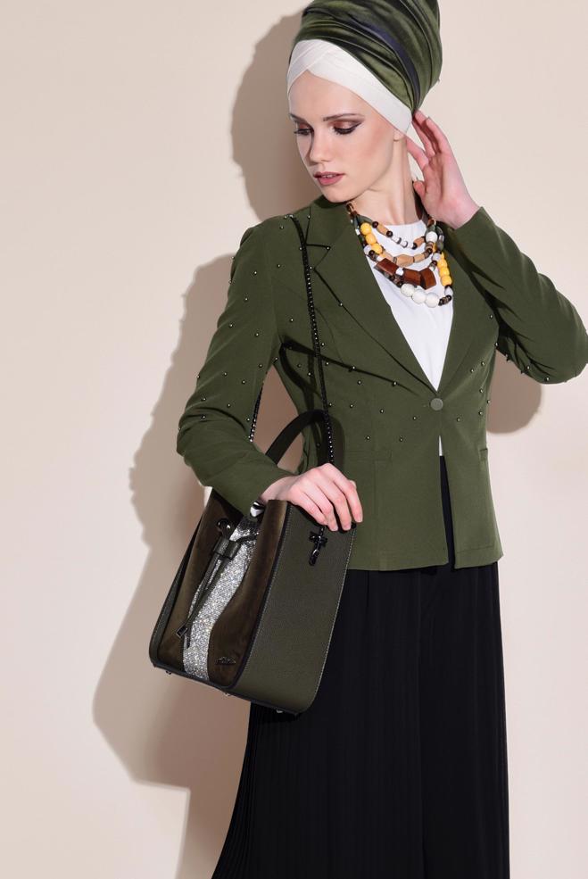 Vêtements hijab KAKI Veste 4978  - ALVİNA