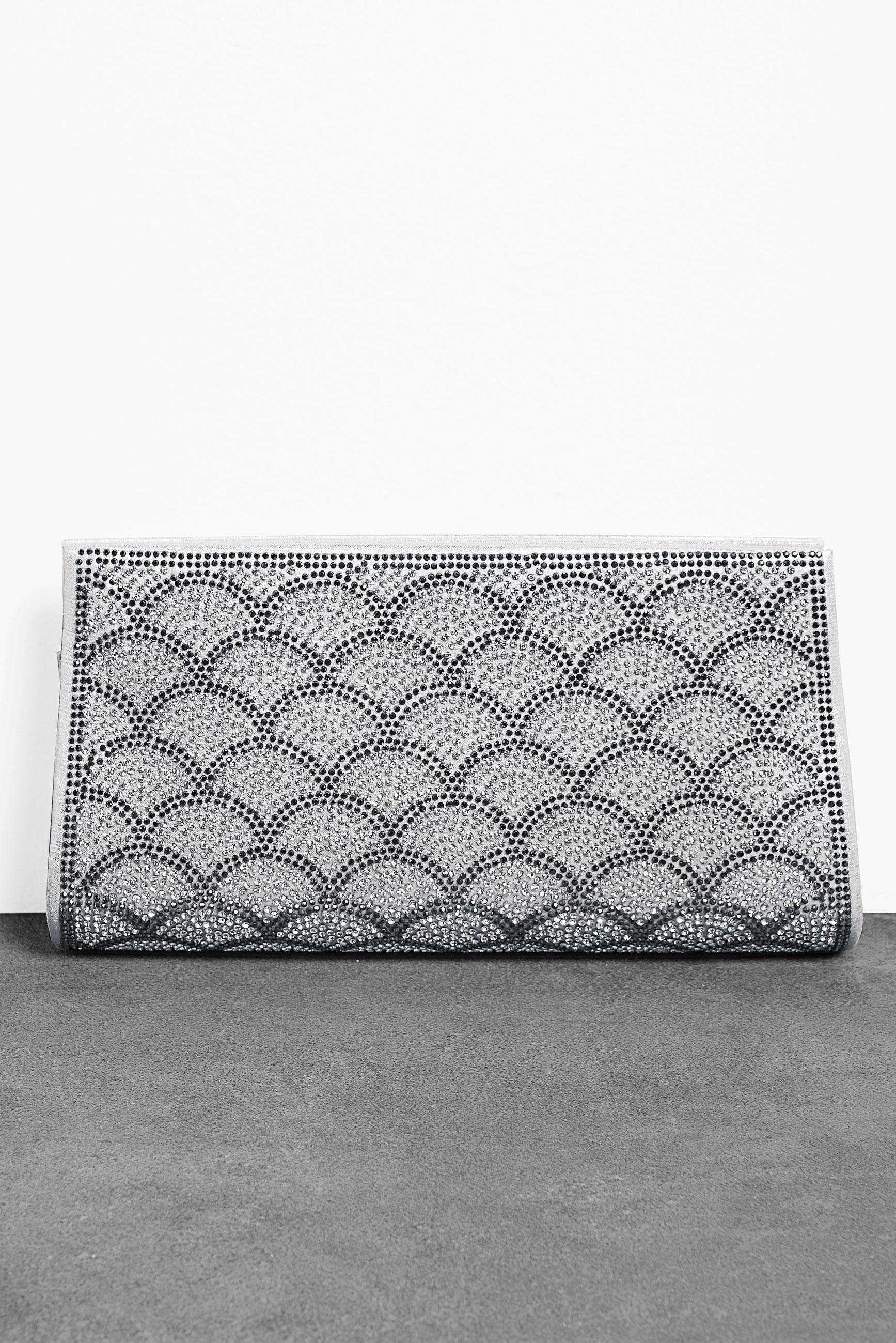 Tesettür giyim GÜMÜŞ ALVİNA TAŞ DETAYLI ABİYE ÇANTA 457 