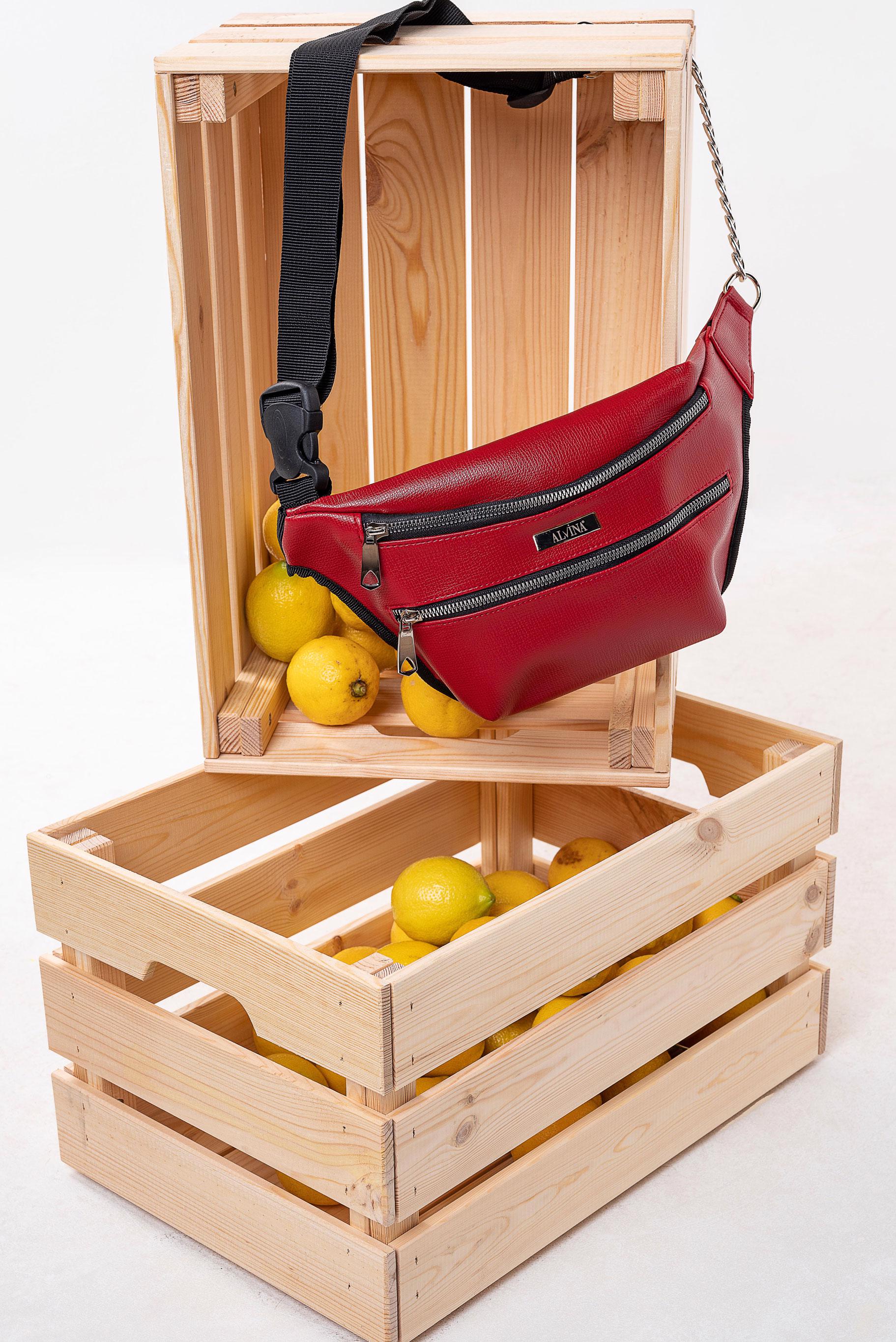 Tesettür giyim BORDO 9005 ALVİNA BEL ÇANTA