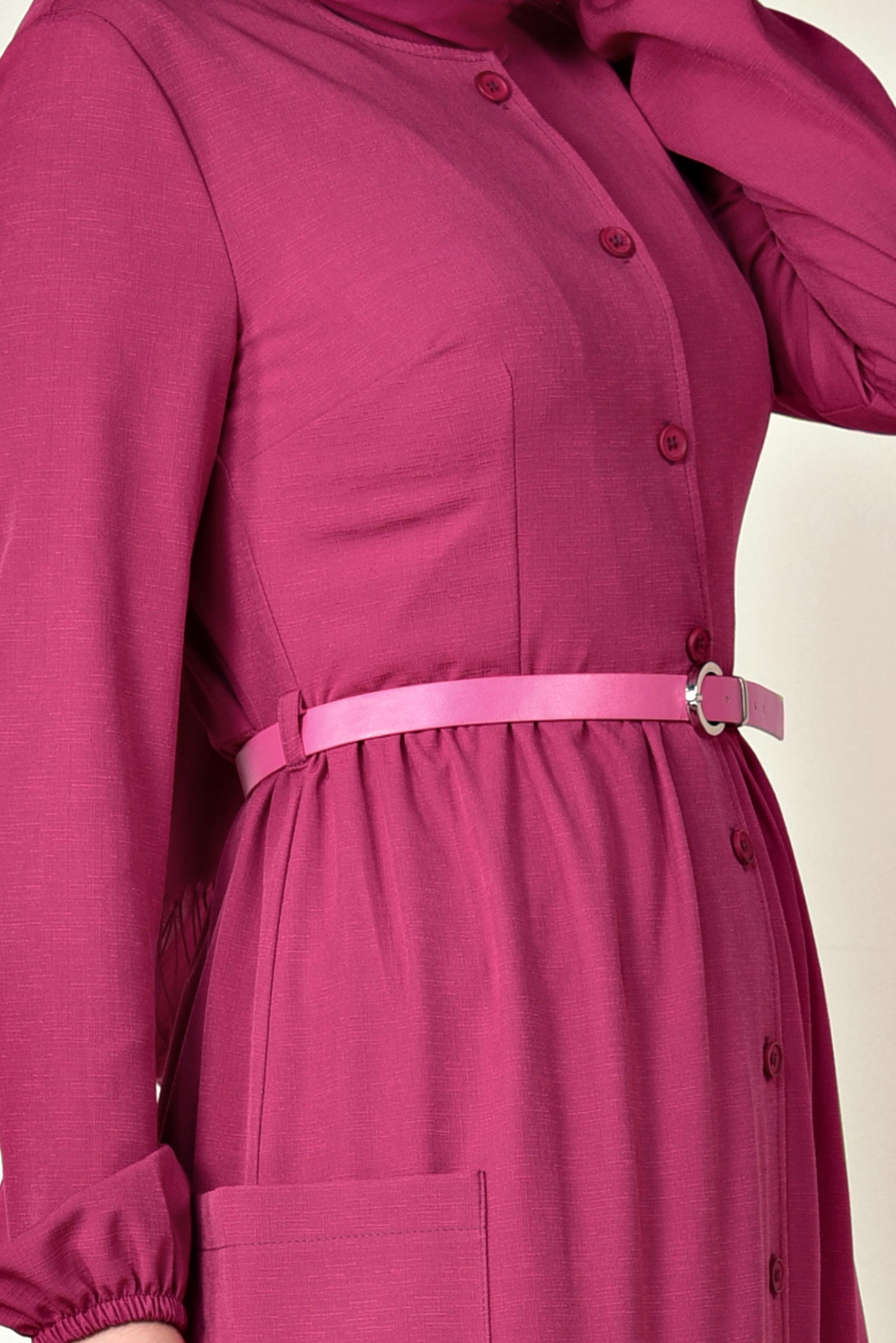 Hijab clothing FUCHSIA BUTTONED DRESS 4088