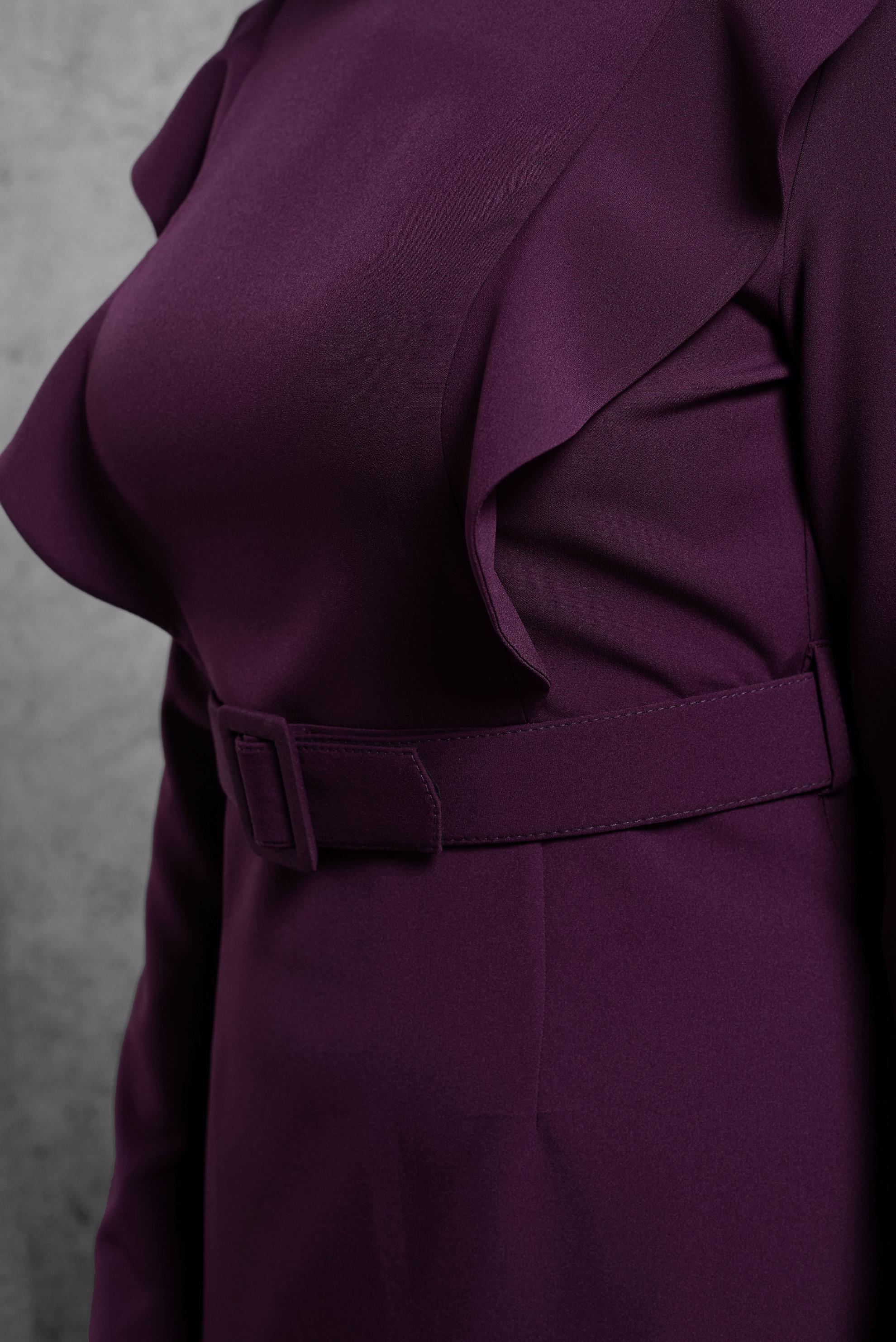 Tesettür giyim MOR FIRFIR DETAYLI ELBİSE 4222