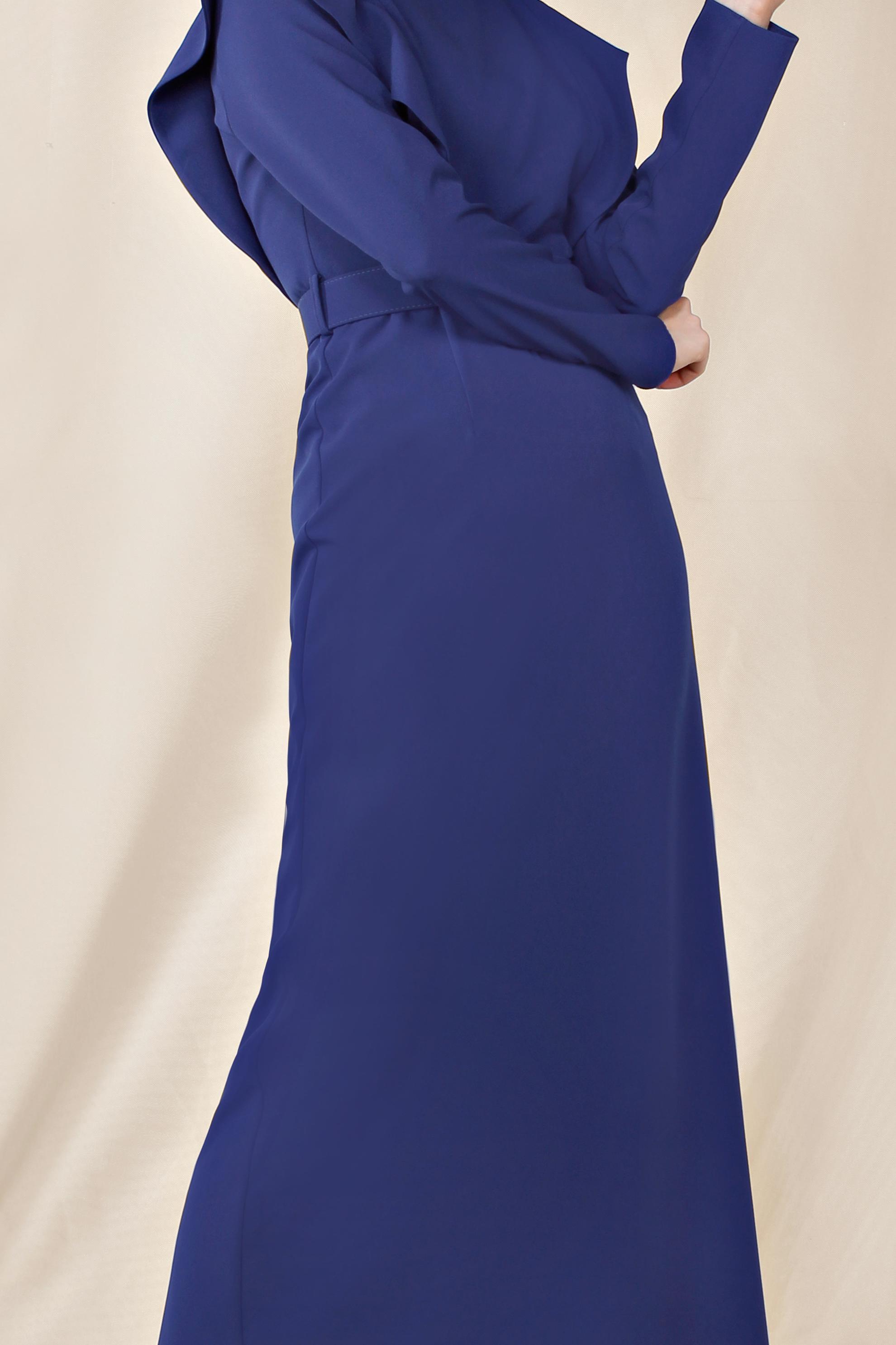 Tesettür giyim LACİVERT FIRFIR DETAYLI ELBİSE 4222