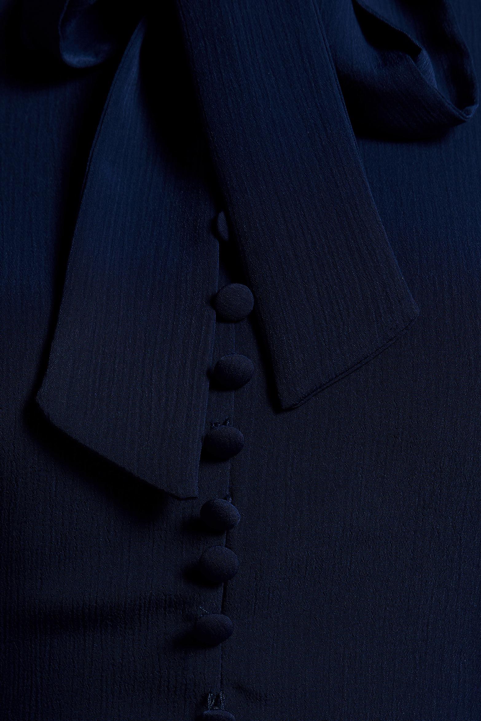 Tesettür giyim LACİVERT YAKASI BAĞCIKLI FERMUARLI ELBİSE 4256