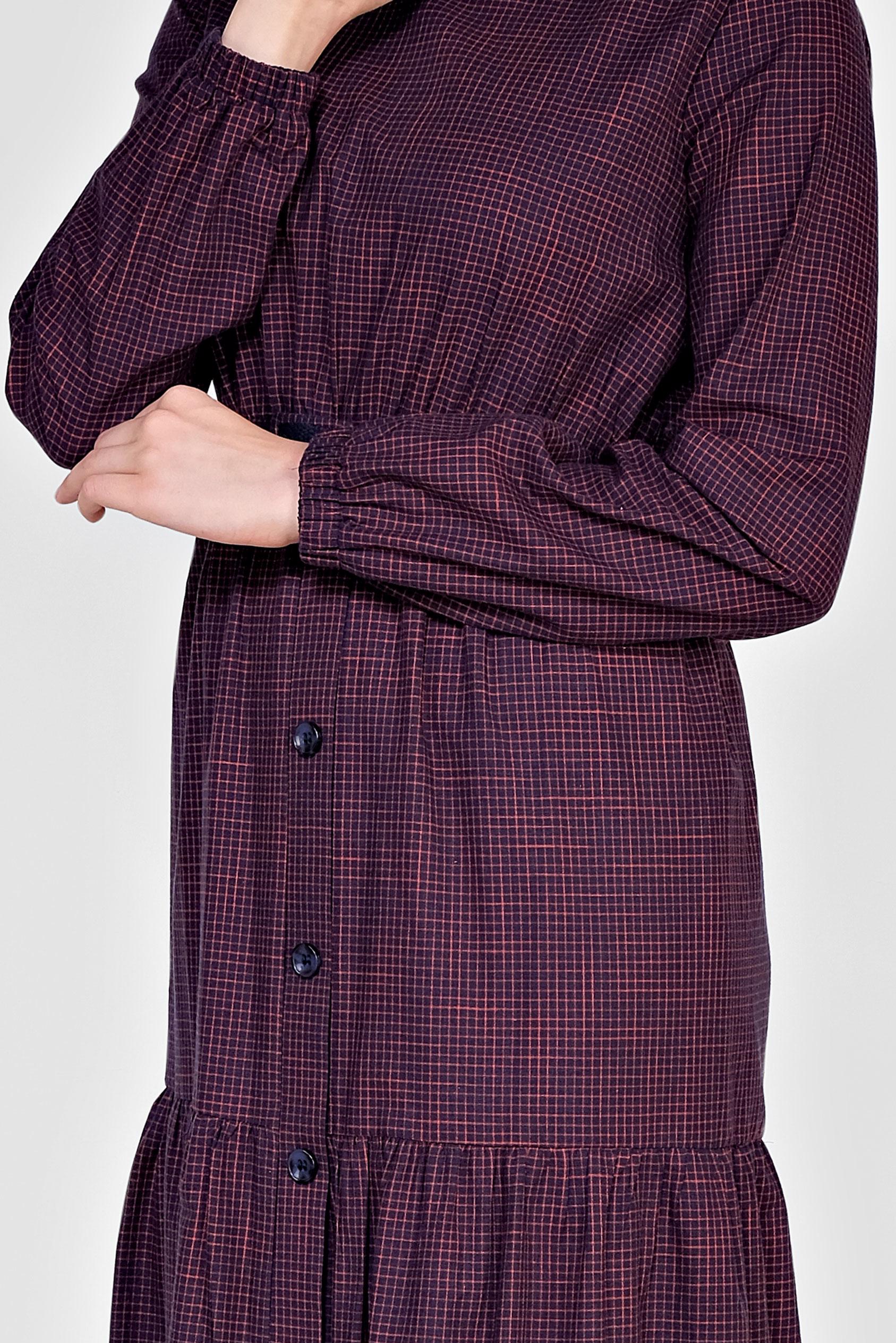 Tesettür giyim LACİVERT ÖNDEN DÜĞMELİ BELİ KEMERLİ ELBİSE 4335