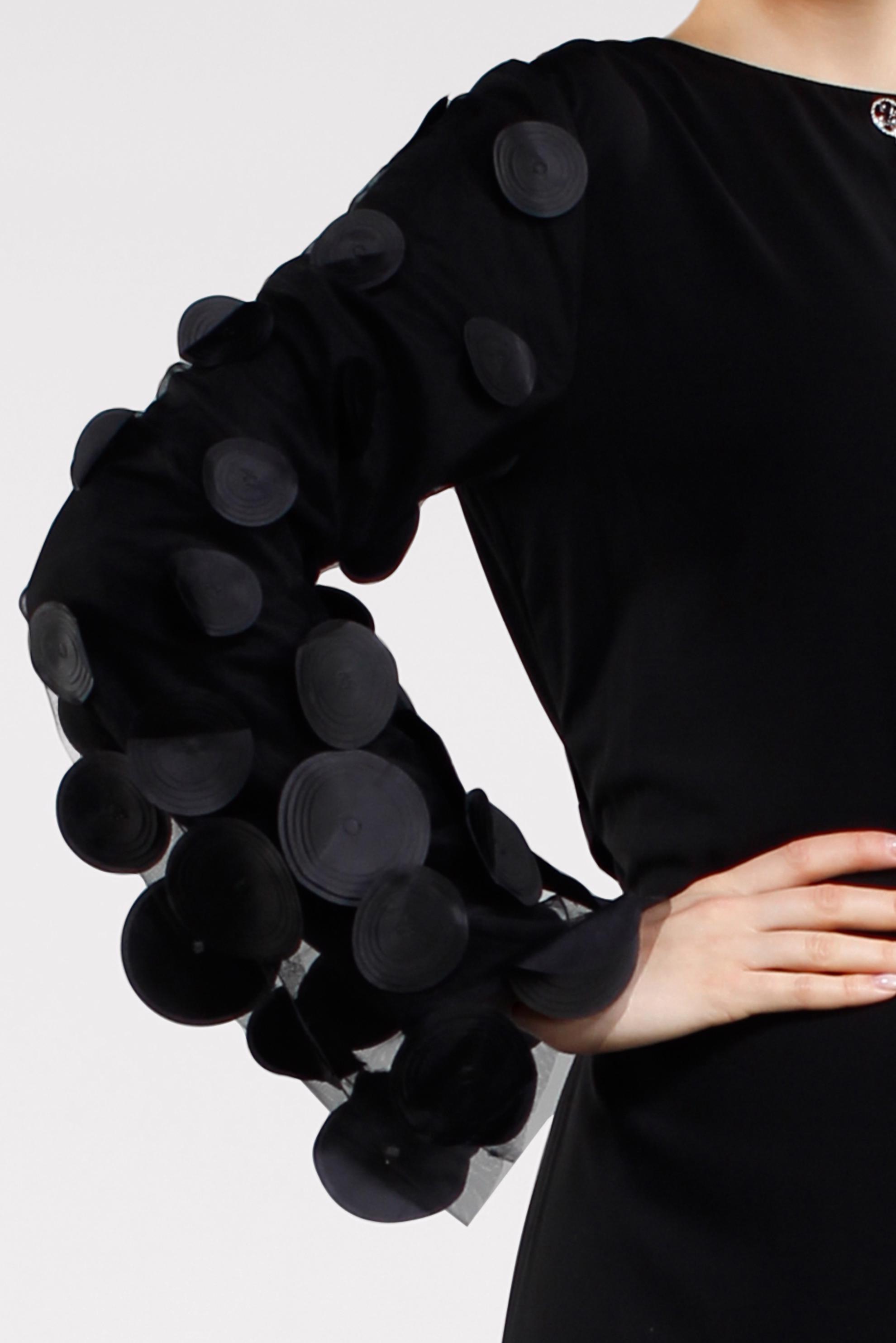 Tesettür giyim SİYAH KOLLARI TÜL DETAYLI ELBİSE  4499 