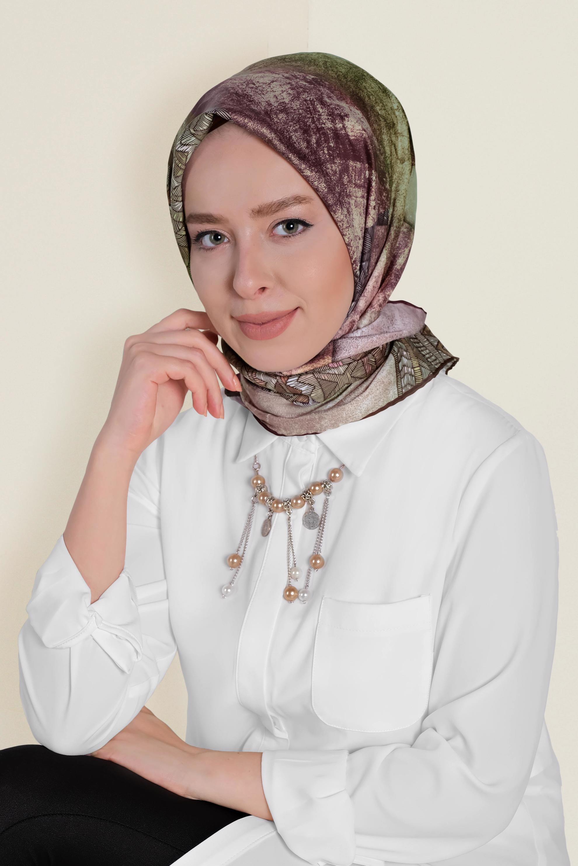 Tesettür giyim BORDO 9961-1 ALVİNA DİJİTAL EŞARP