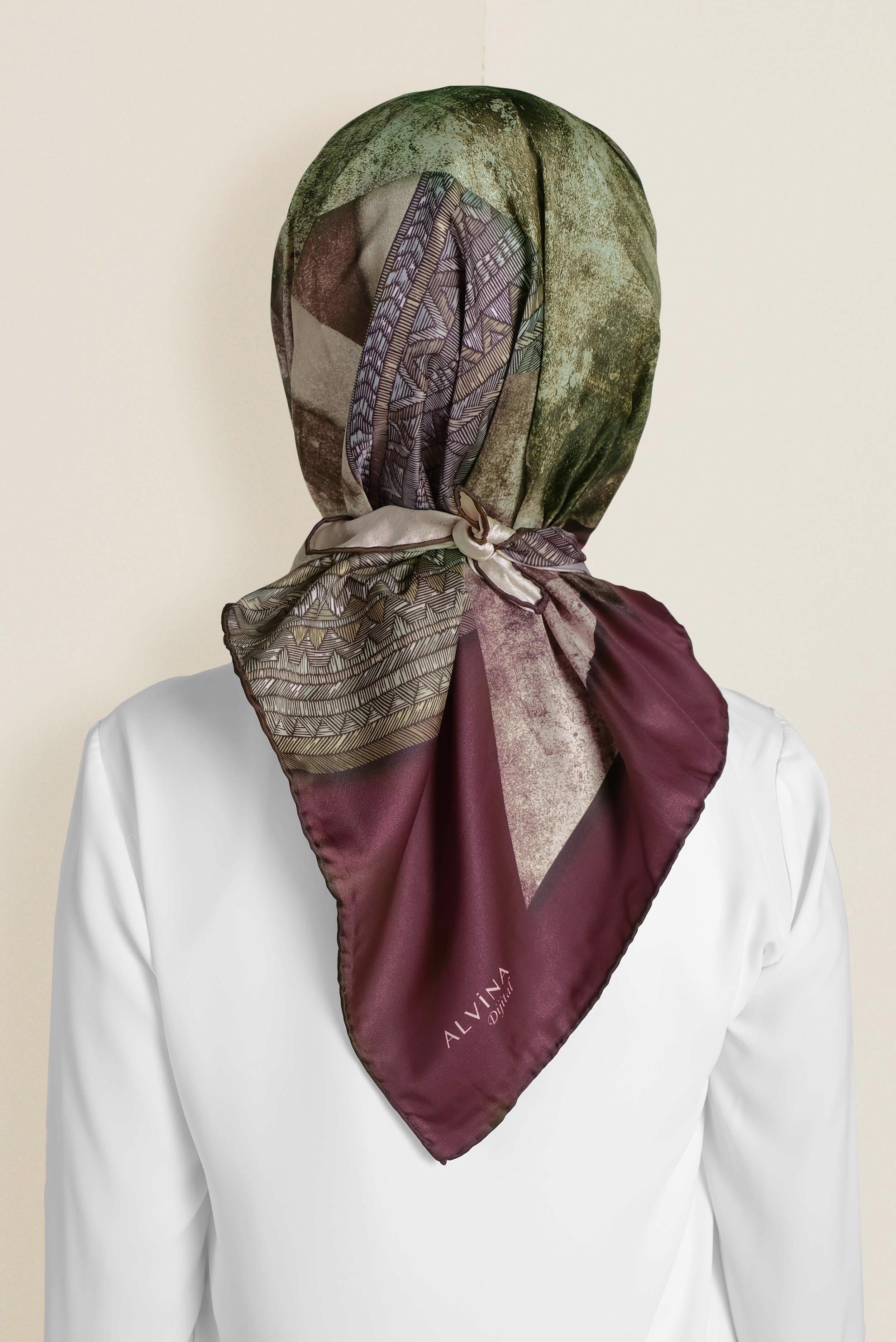 Tesettür giyim BORDO 9961-1 ALVİNA DİJİTAL EŞARP