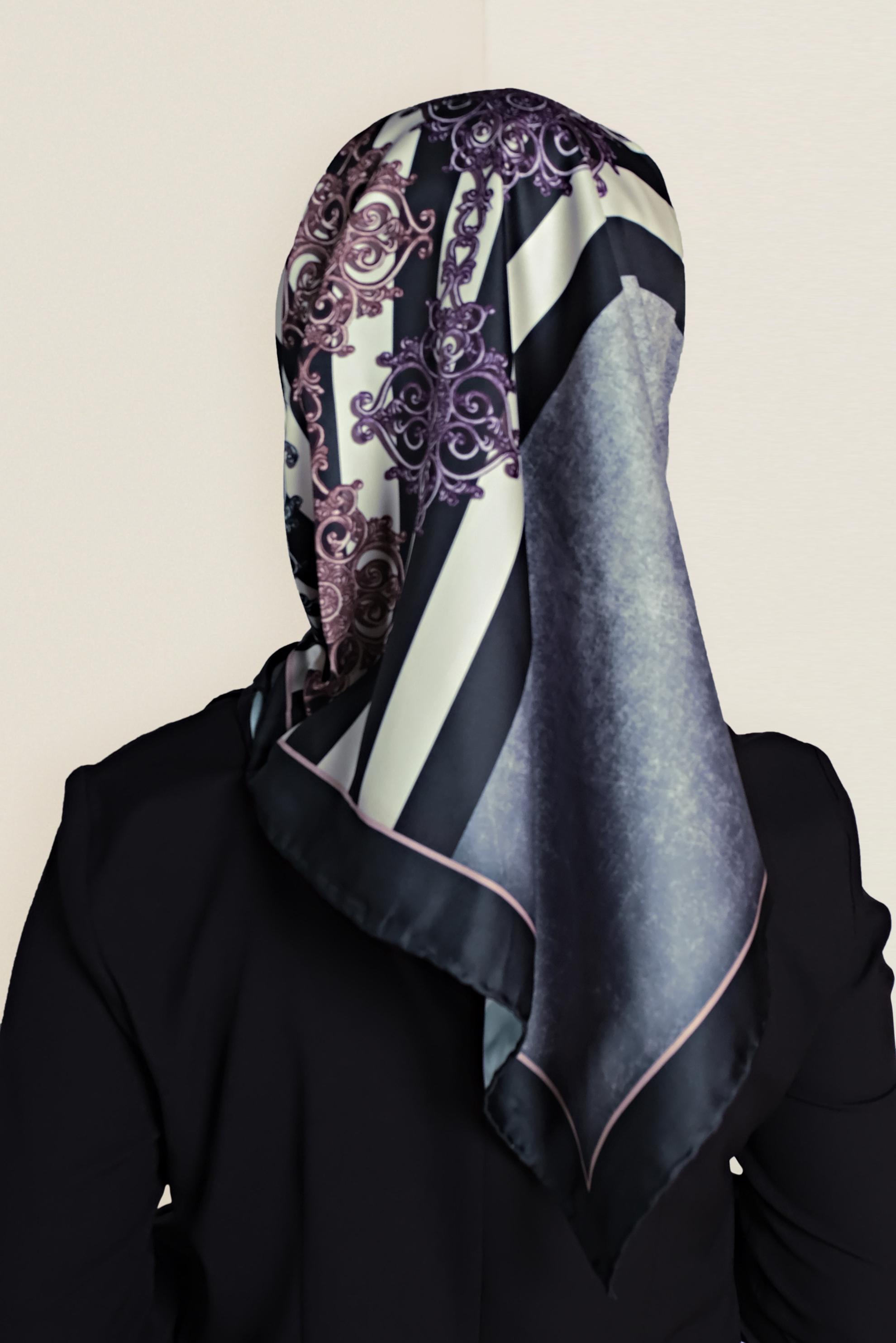 Tesettür giyim GRİ 9962-1 ALVİNA DİJİTAL EŞARP