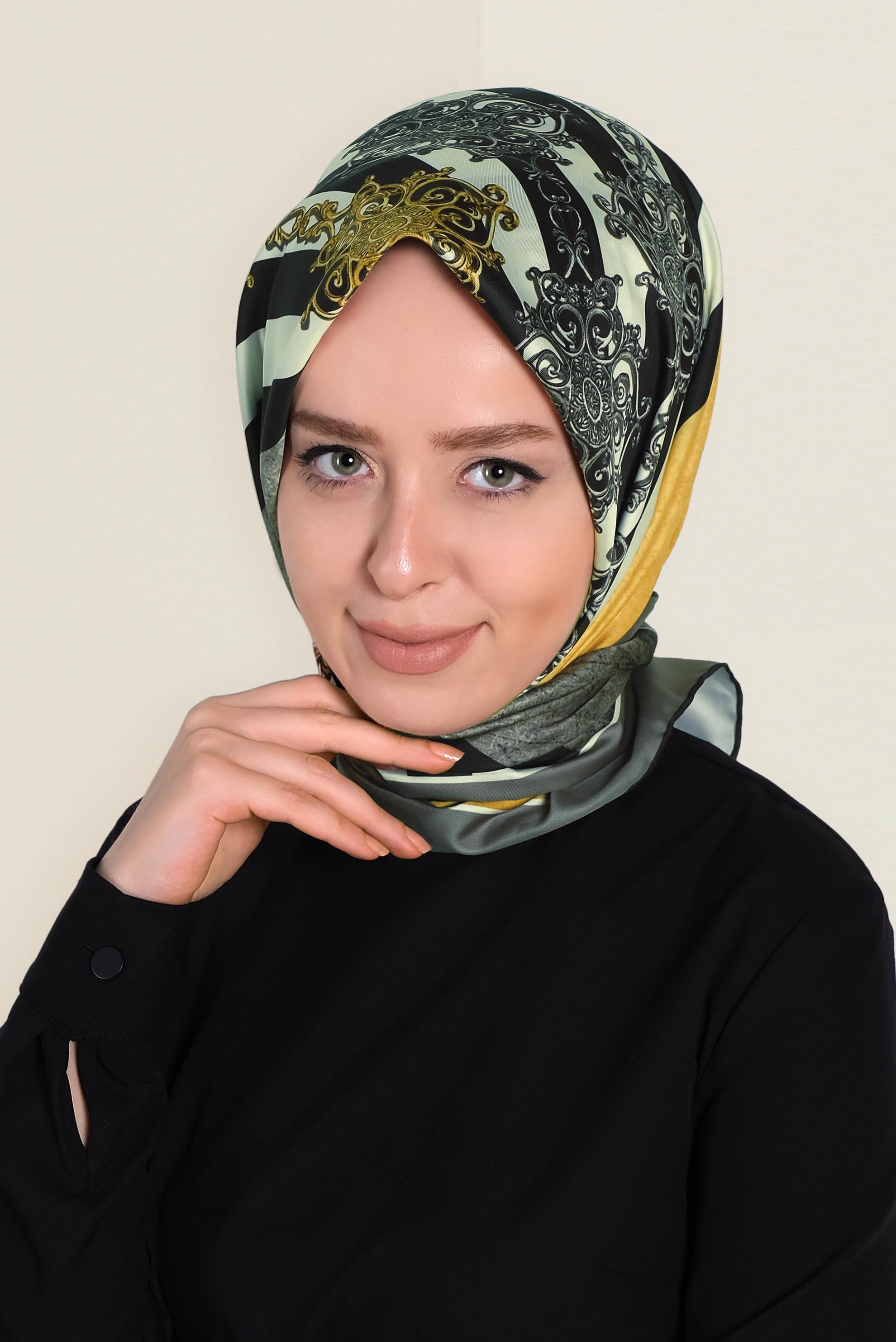 Tesettür giyim ALTIN 9962-1 ALVİNA DİJİTAL EŞARP
