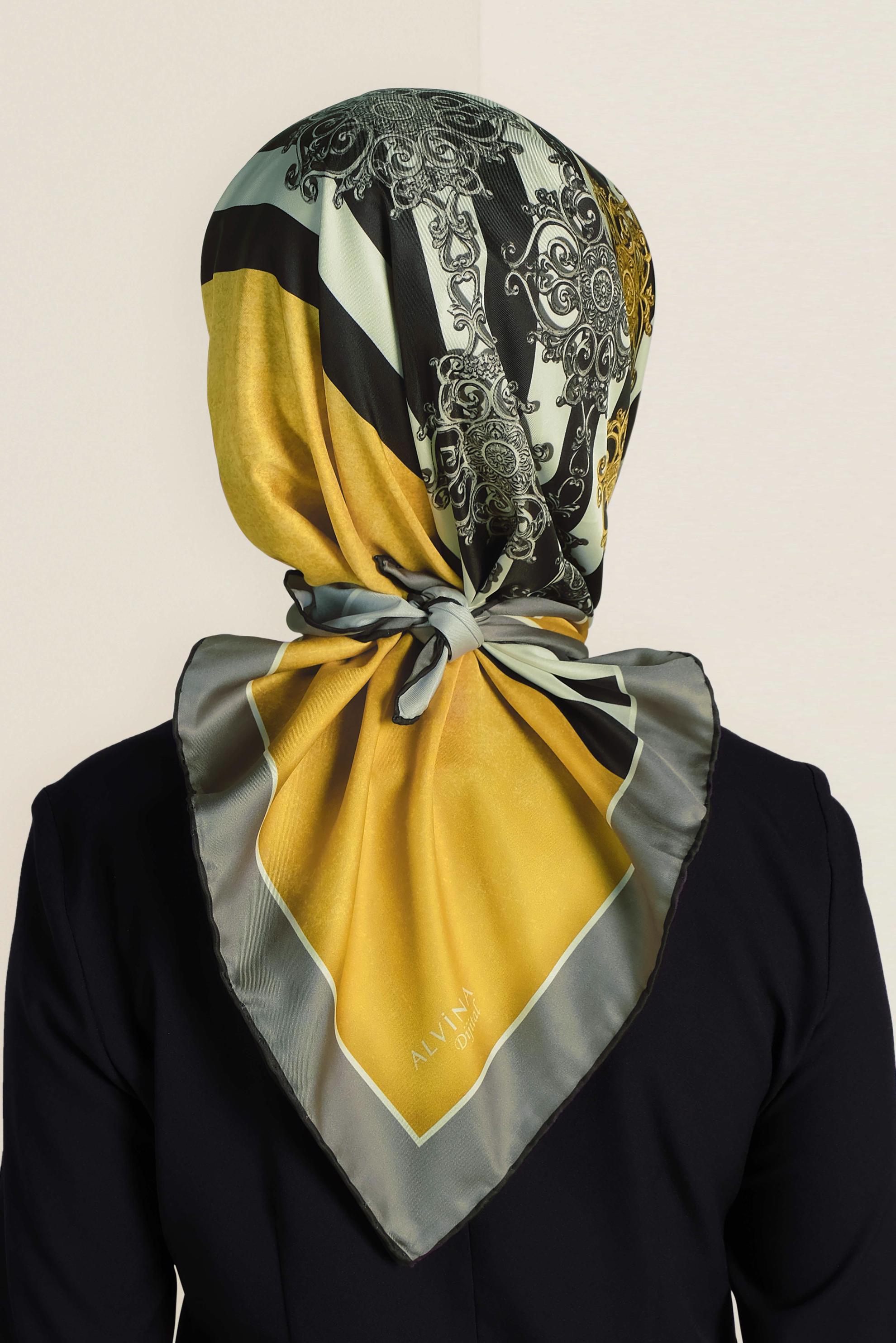 Tesettür giyim ALTIN 9962-1 ALVİNA DİJİTAL EŞARP