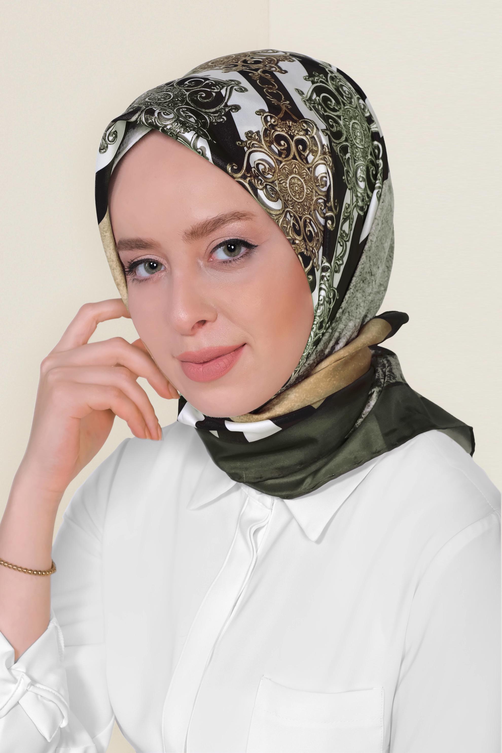 Tesettür giyim HAKİ 9962-1 ALVİNA DİJİTAL EŞARP