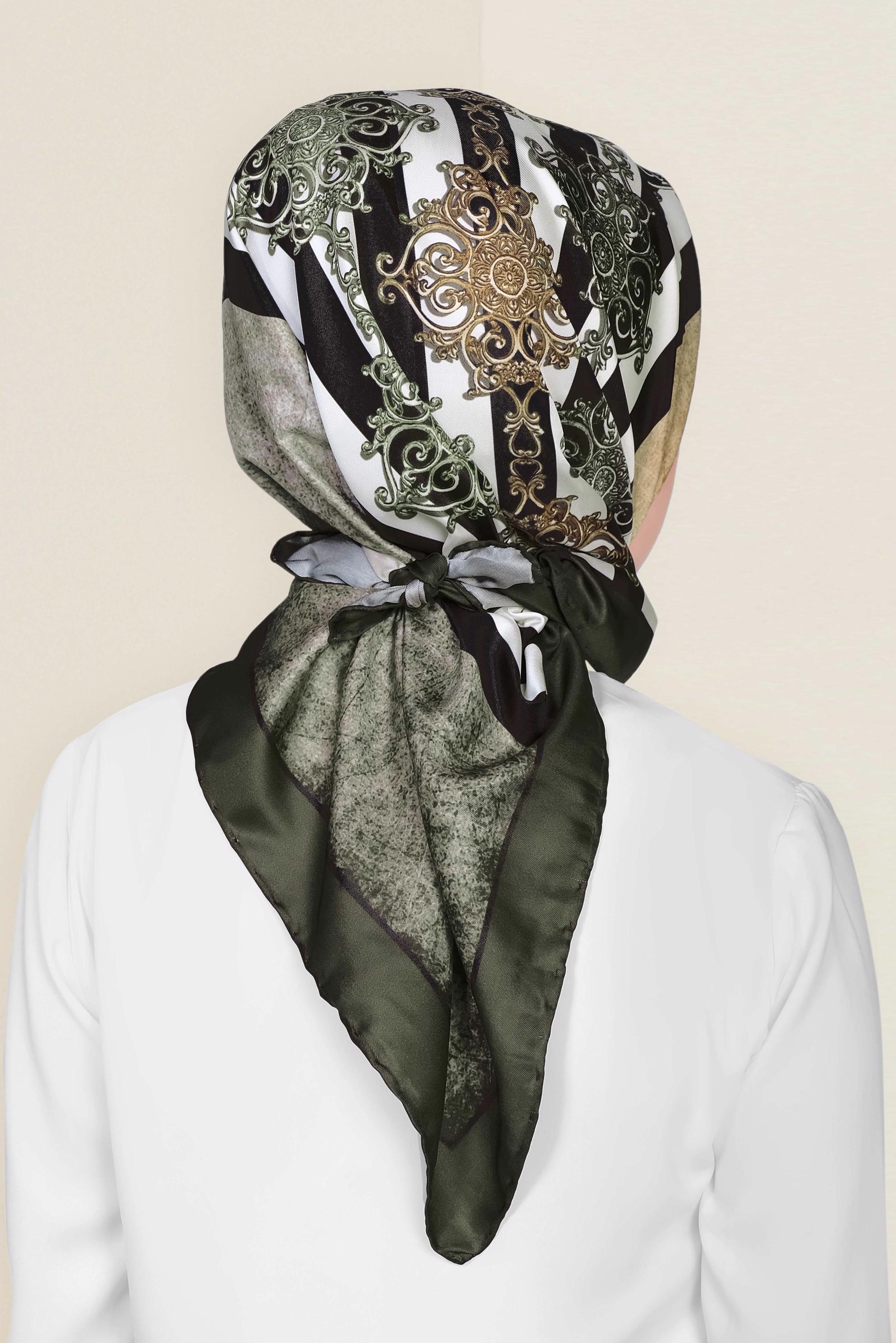 Tesettür giyim HAKİ 9962-1 ALVİNA DİJİTAL EŞARP