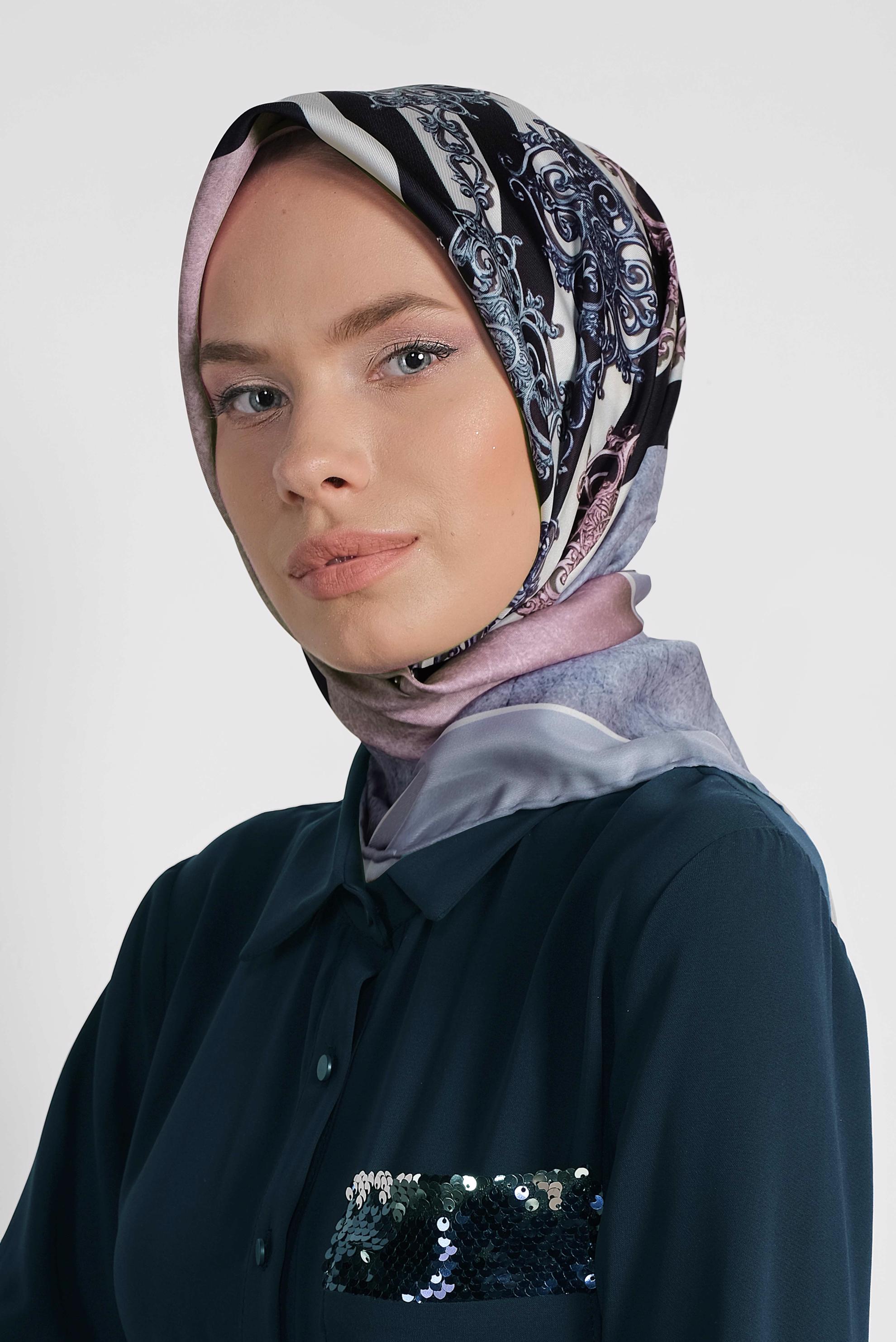 Tesettür giyim PUDRA 9962-1 ALVİNA DİJİTAL EŞARP