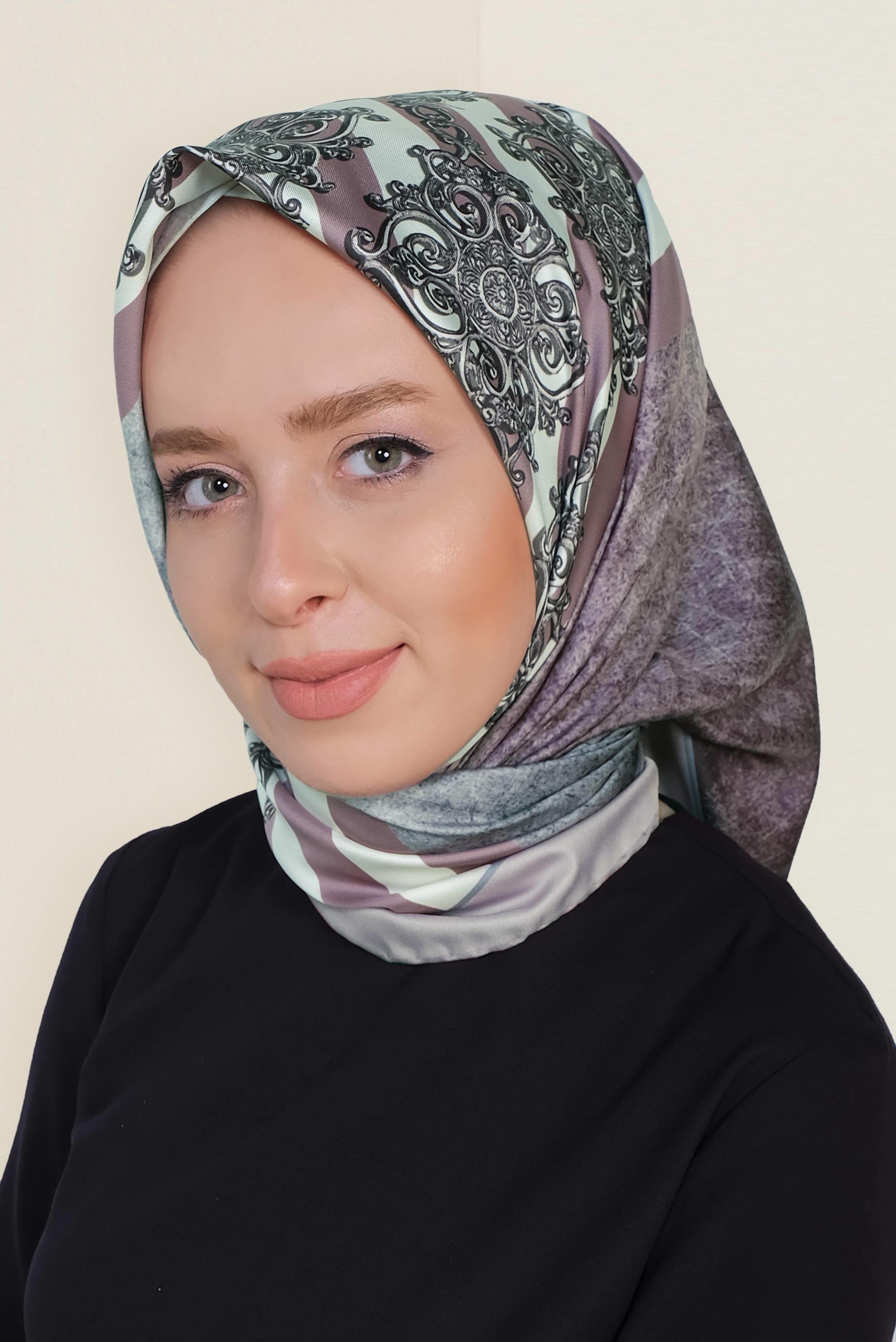 Tesettür giyim VİZON 9962-1 ALVİNA DİJİTAL EŞARP