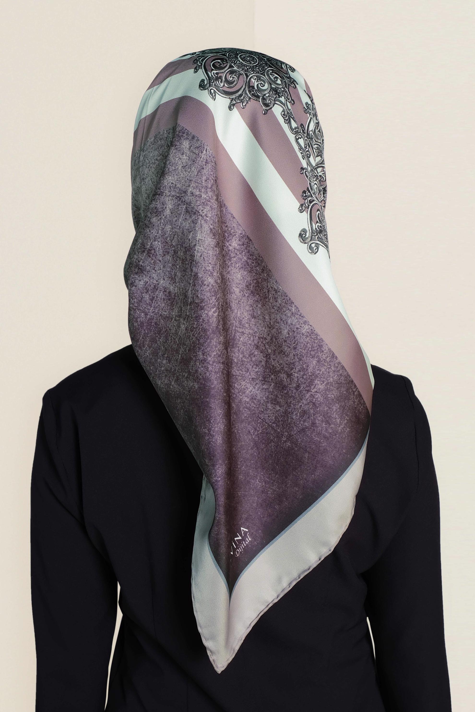 Tesettür giyim VİZON 9962-1 ALVİNA DİJİTAL EŞARP