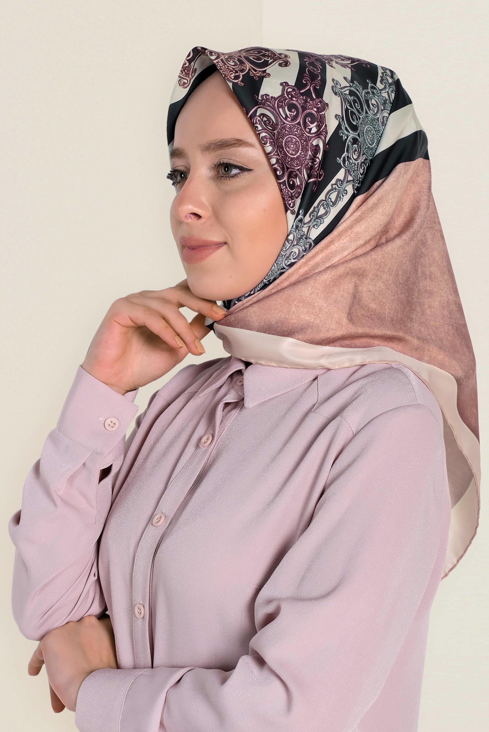 Tesettür giyim PUDRA 9962-1 ALVİNA DİJİTAL EŞARP