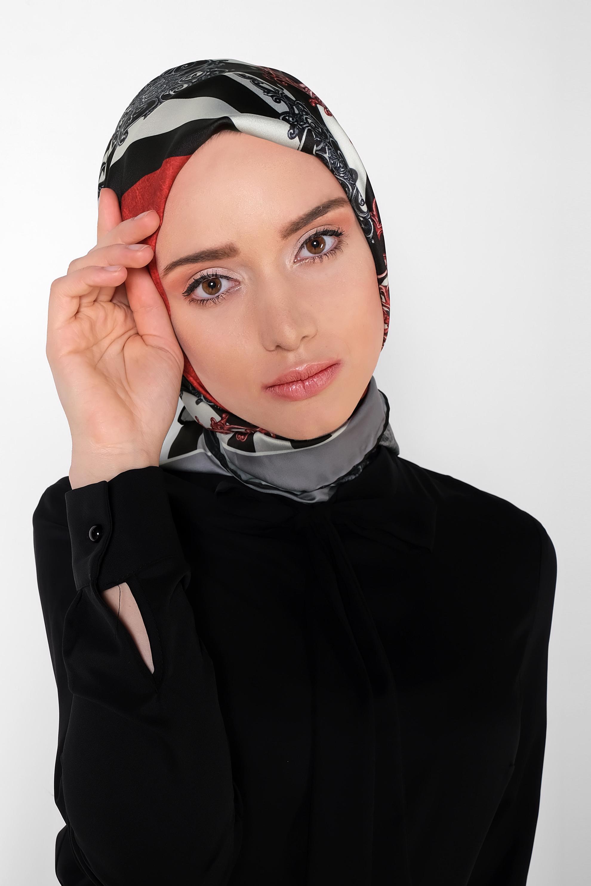 Tesettür giyim GRİ 9962-1 ALVİNA DİJİTAL EŞARP