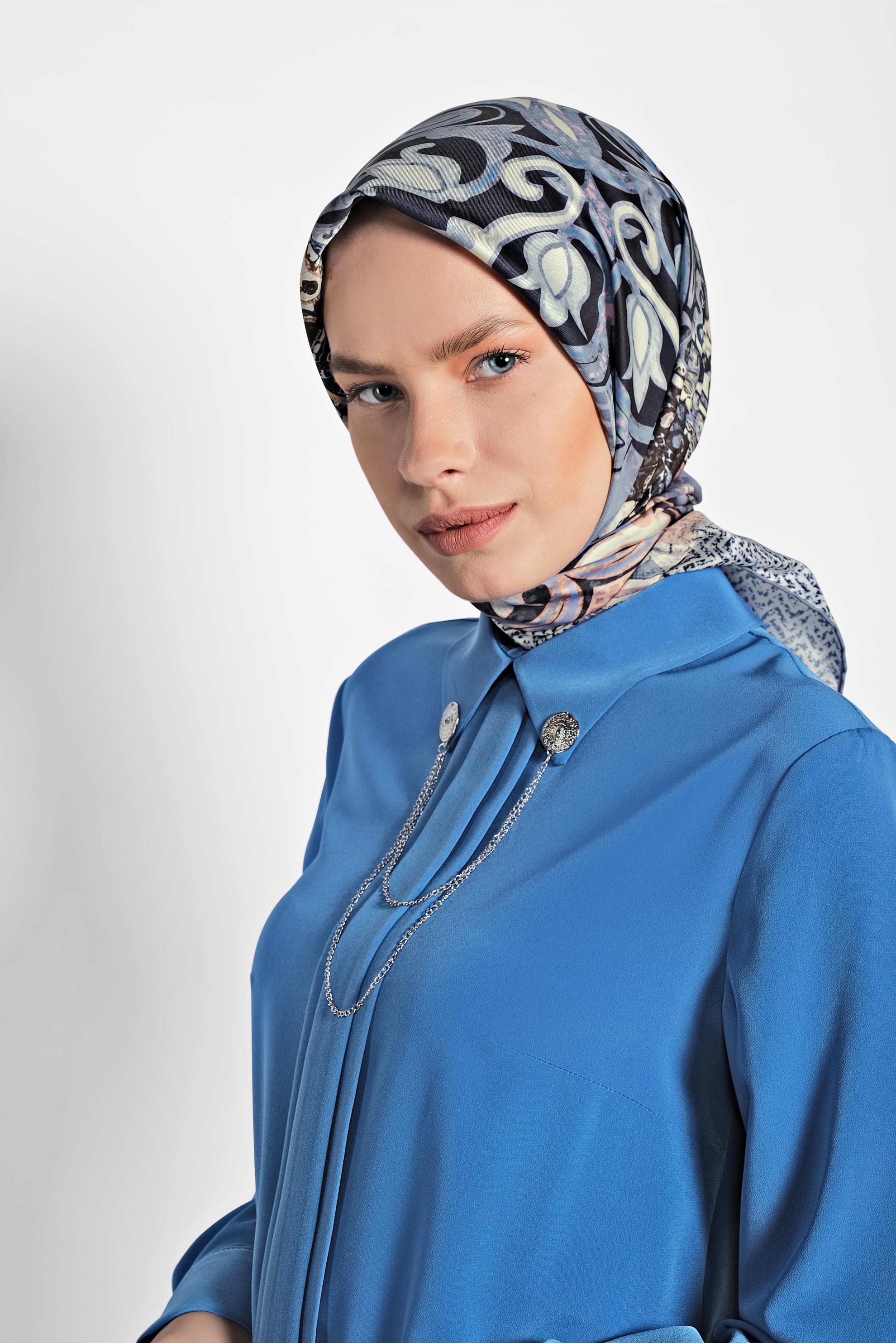 Tesettür giyim MAVİ 9963-1 ALVİNA DİJİTAL EŞARP