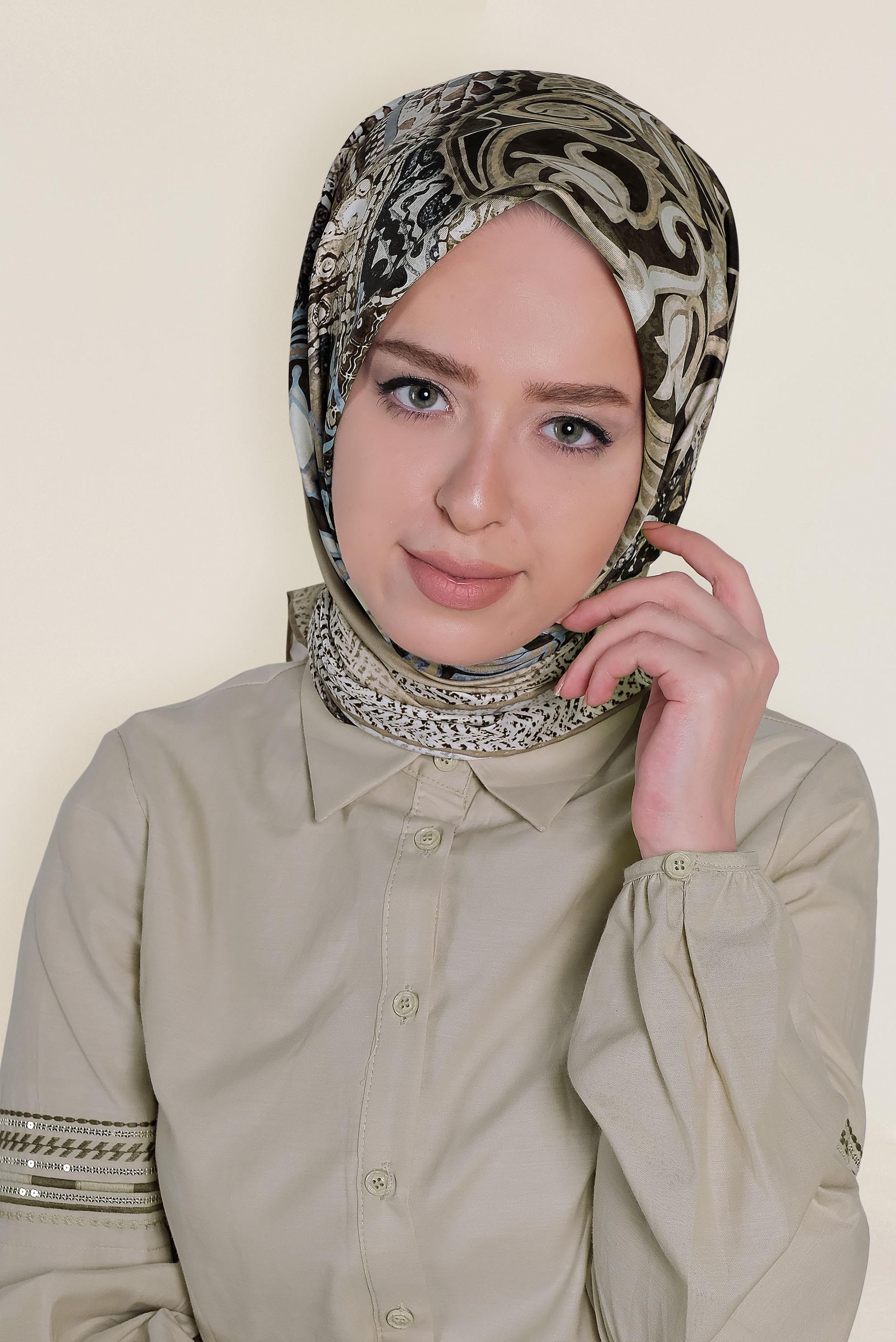 Tesettür giyim ALTIN 9963-1 ALVİNA DİJİTAL EŞARP