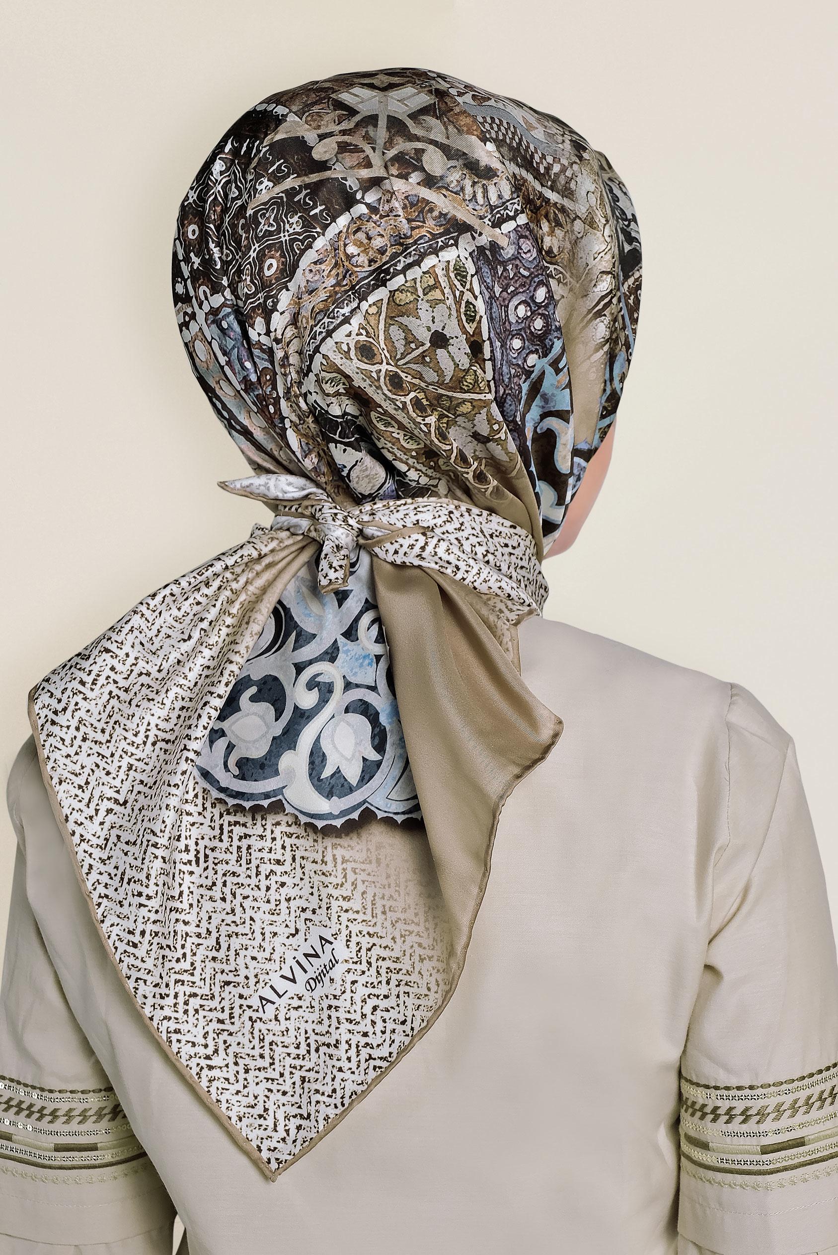 Tesettür giyim ALTIN 9963-1 ALVİNA DİJİTAL EŞARP