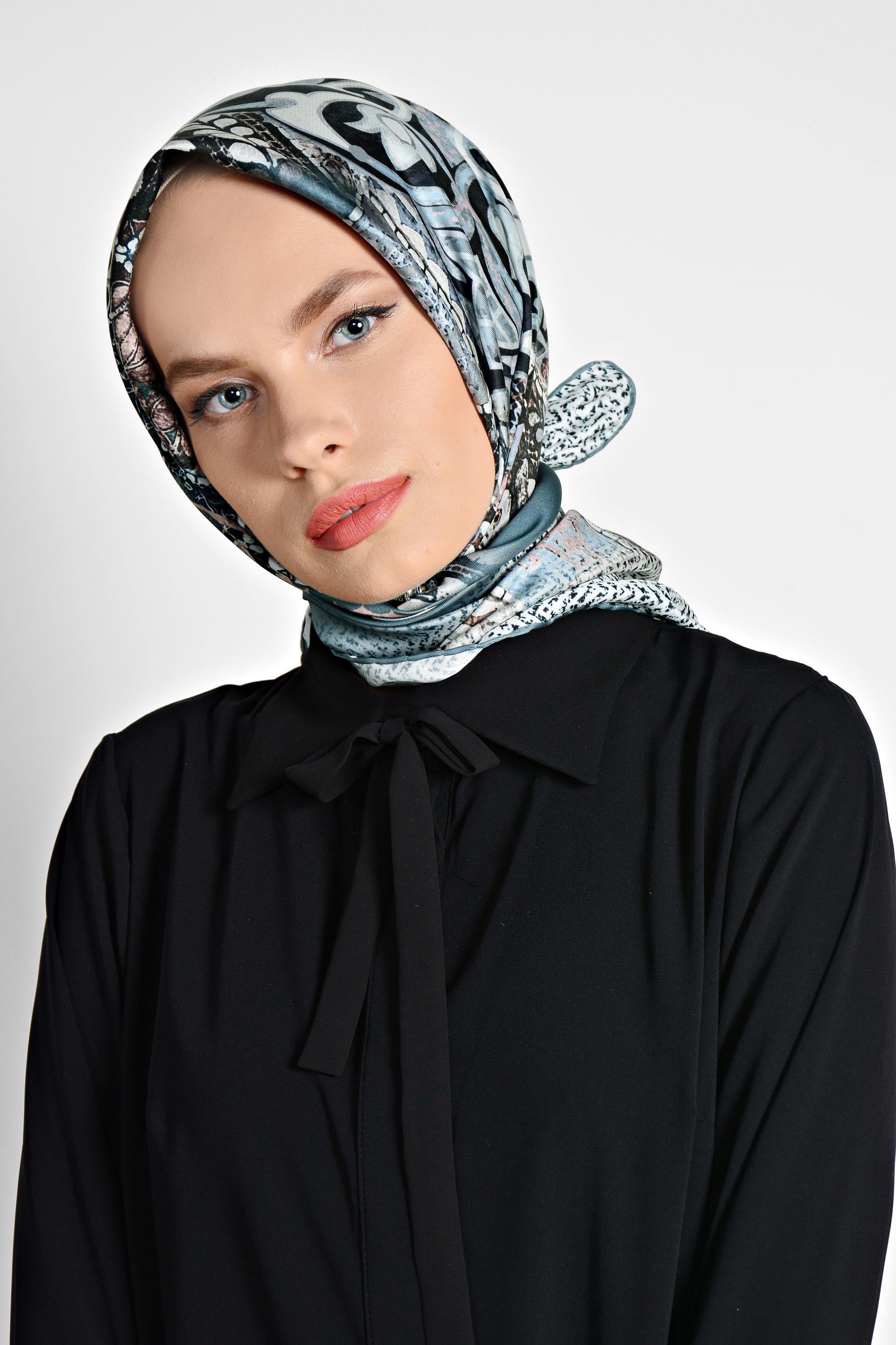 Tesettür giyim LACİVERT 9963-1 ALVİNA DİJİTAL EŞARP
