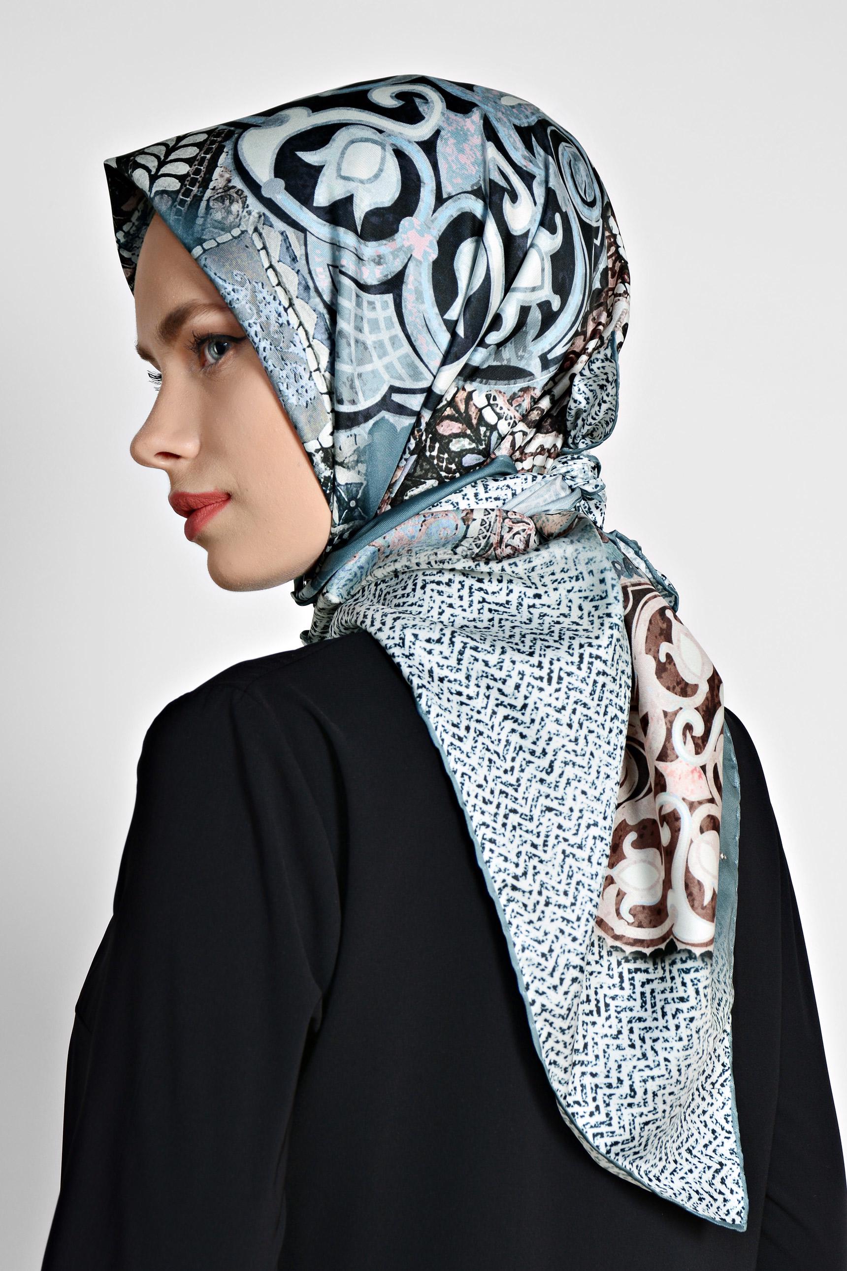 Tesettür giyim LACİVERT 9963-1 ALVİNA DİJİTAL EŞARP