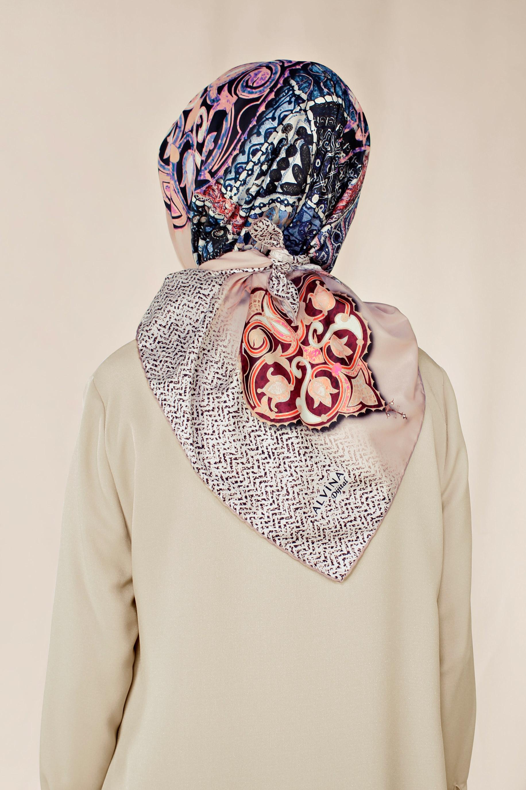 Tesettür giyim PUDRA 9963-1 ALVİNA DİJİTAL EŞARP