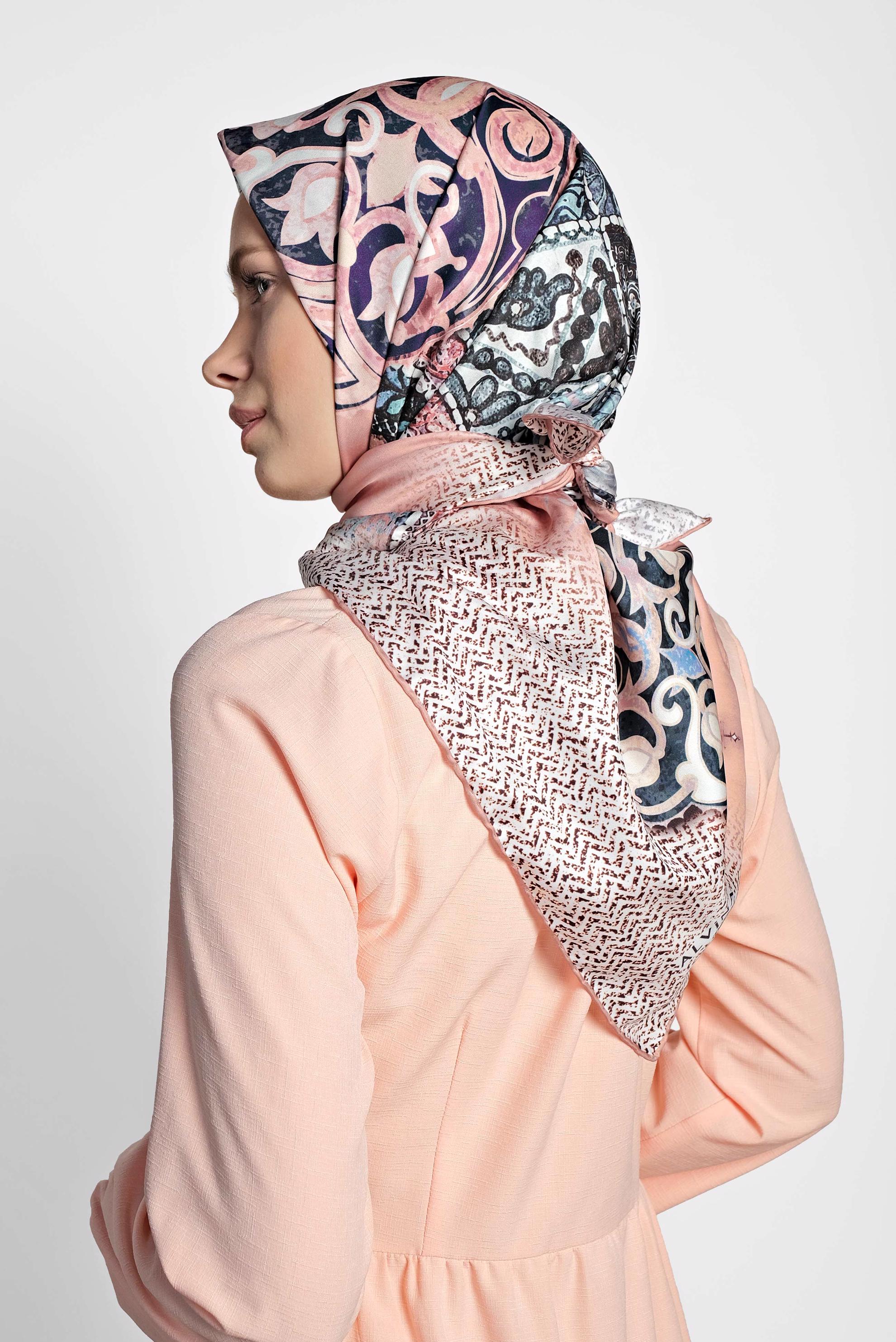 Tesettür giyim PEMBE 9963-1 ALVİNA DİJİTAL EŞARP