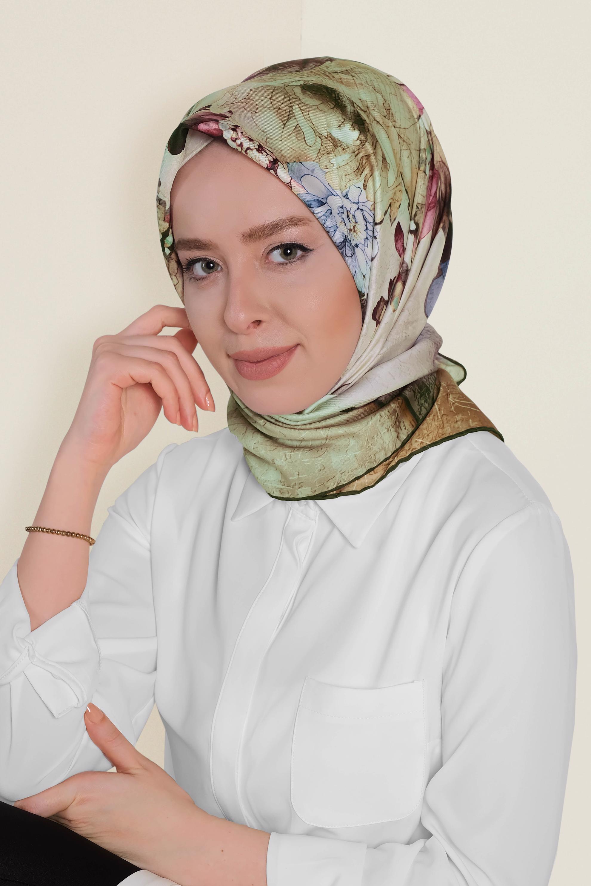 Tesettür giyim HAKİ 9964-1 ALVİNA DİJİTAL EŞARP