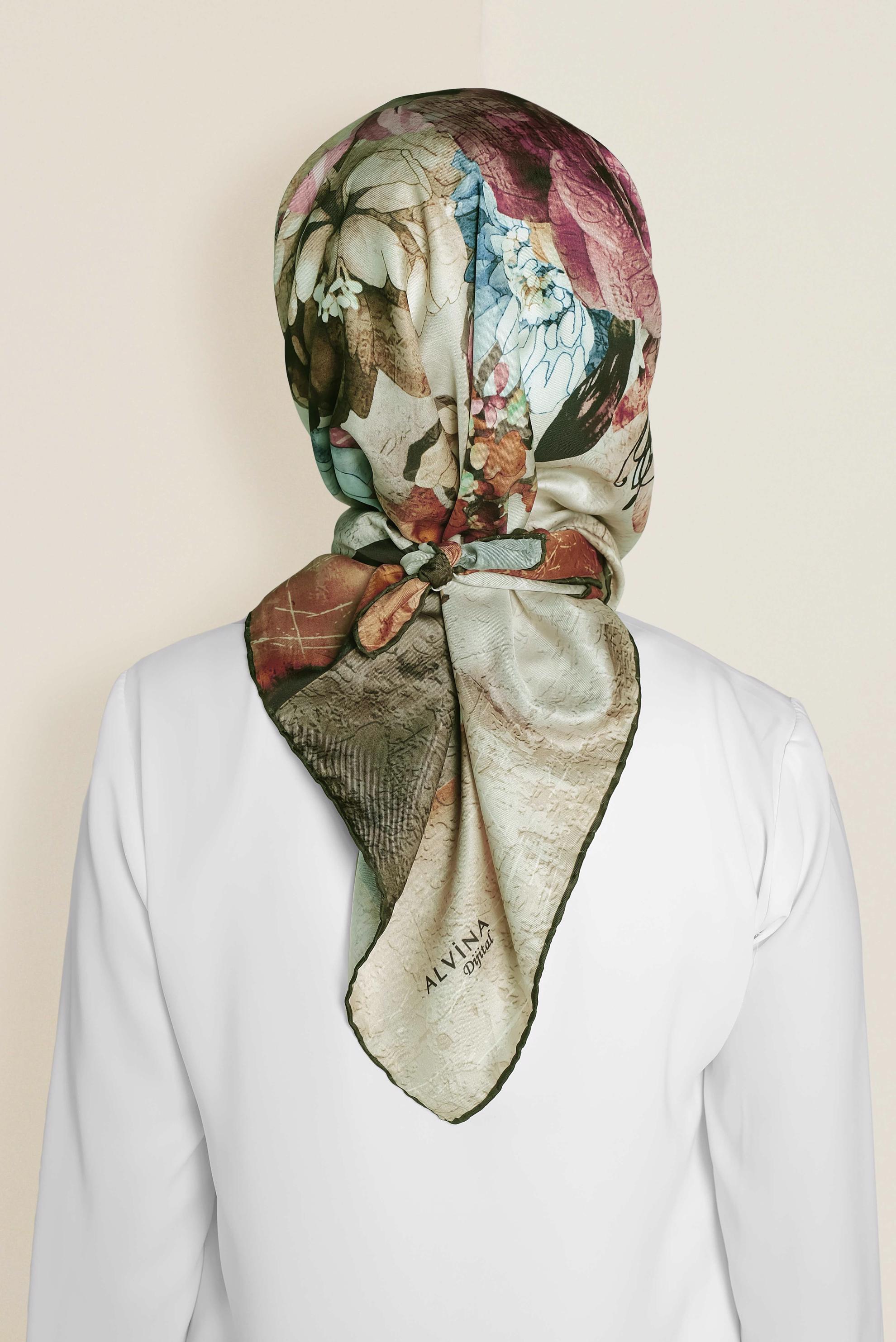 Tesettür giyim HAKİ 9964-1 ALVİNA DİJİTAL EŞARP