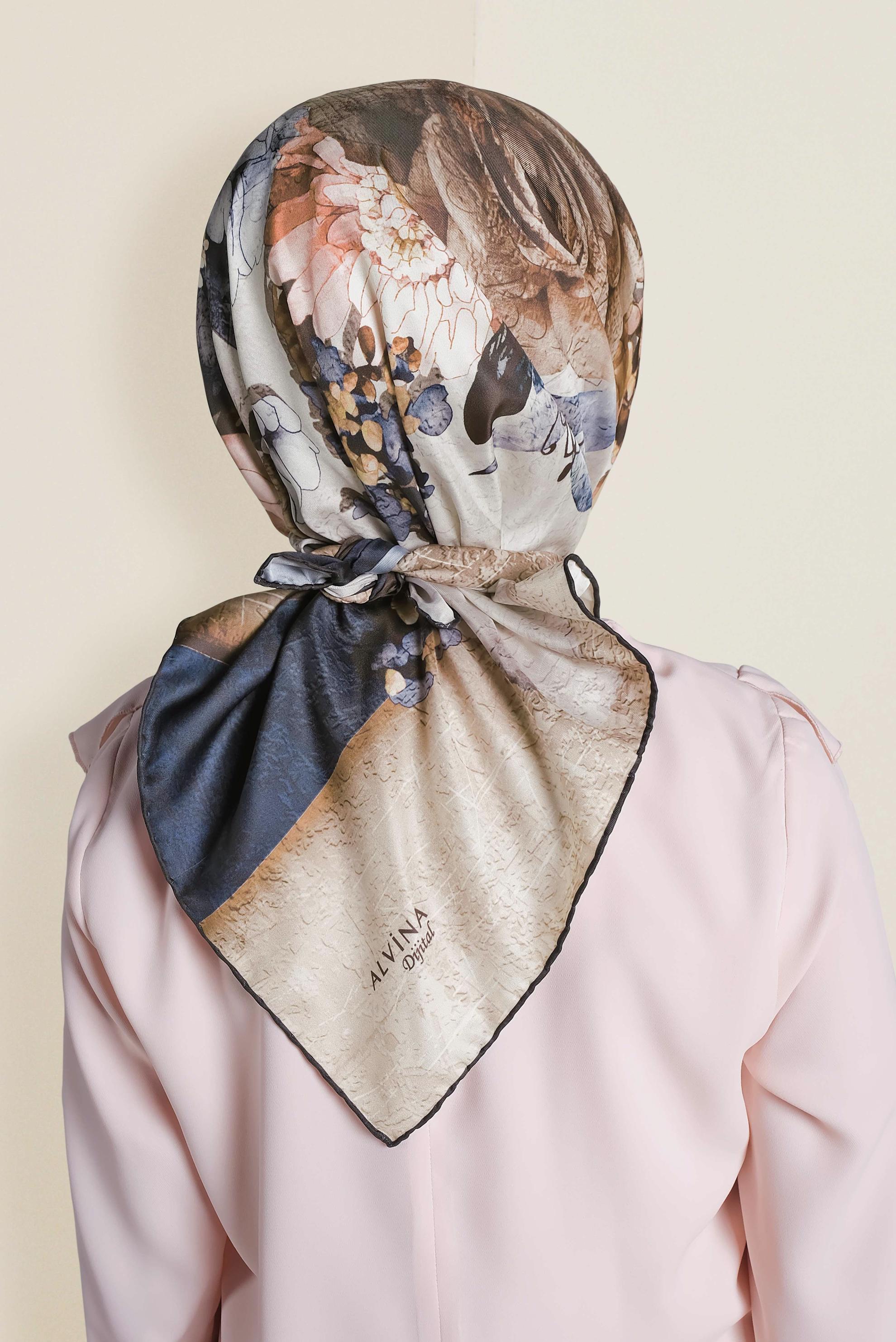 Tesettür giyim LACİVERT 9964-1 ALVİNA DİJİTAL EŞARP