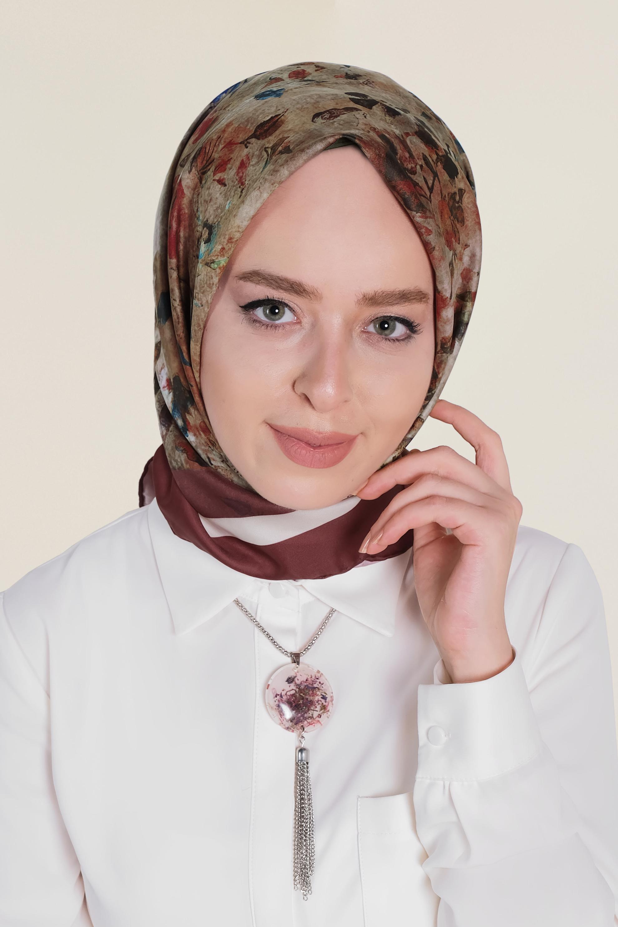 Tesettür giyim BORDO 9965-1 ALVİNA DİJİTAL EŞARP