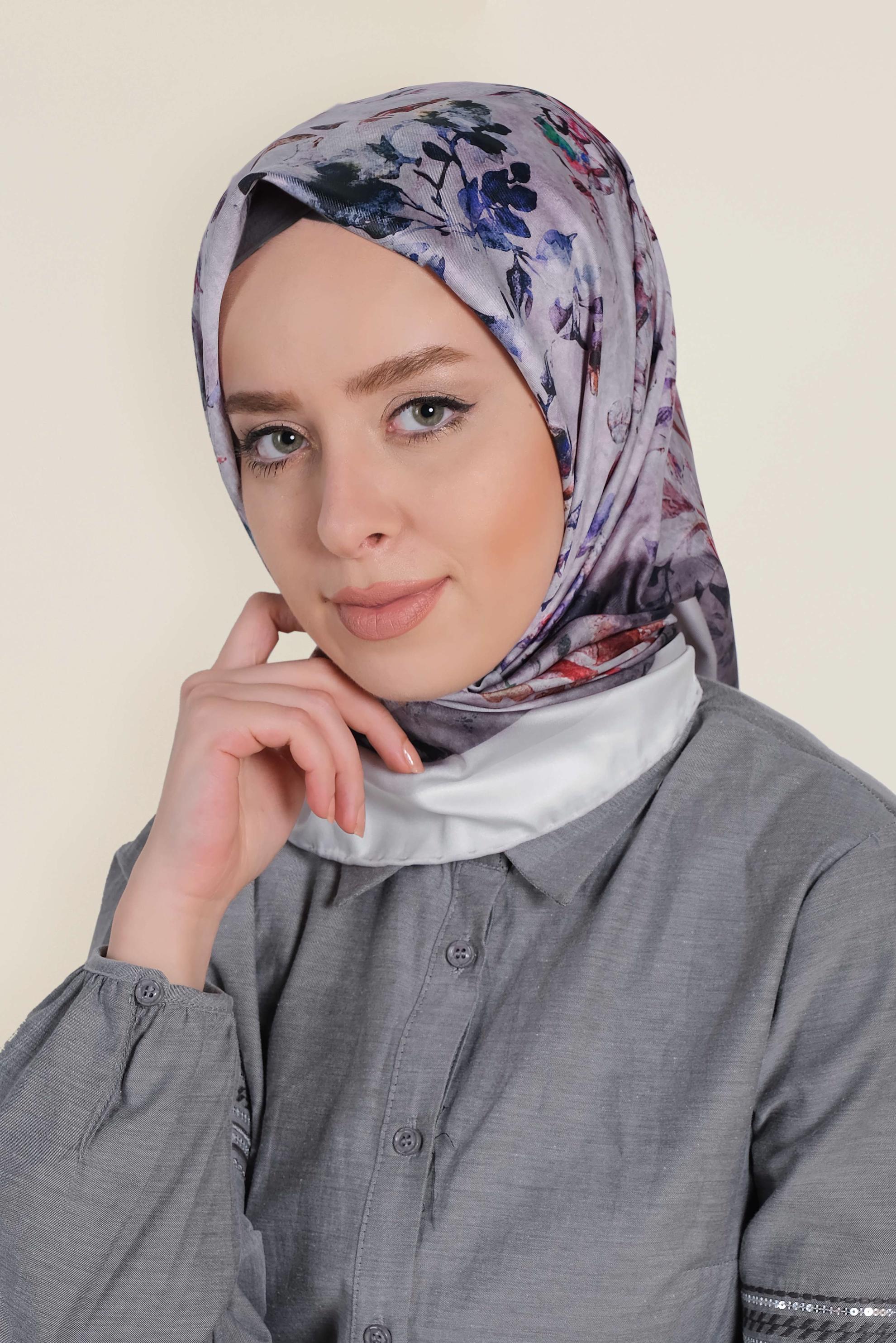 Tesettür giyim EKRU 9965-1 ALVİNA DİJİTAL EŞARP