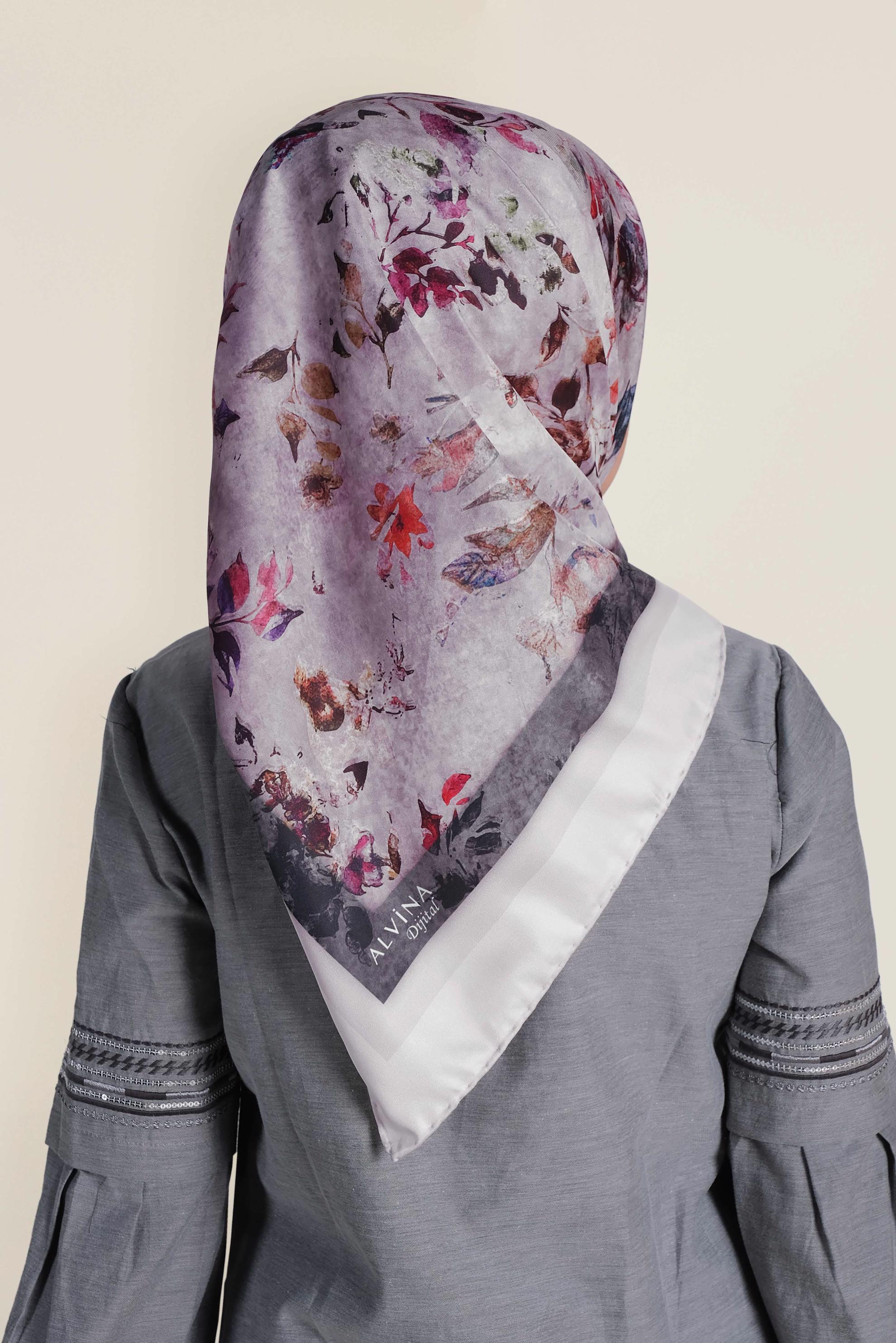 Tesettür giyim EKRU 9965-1 ALVİNA DİJİTAL EŞARP