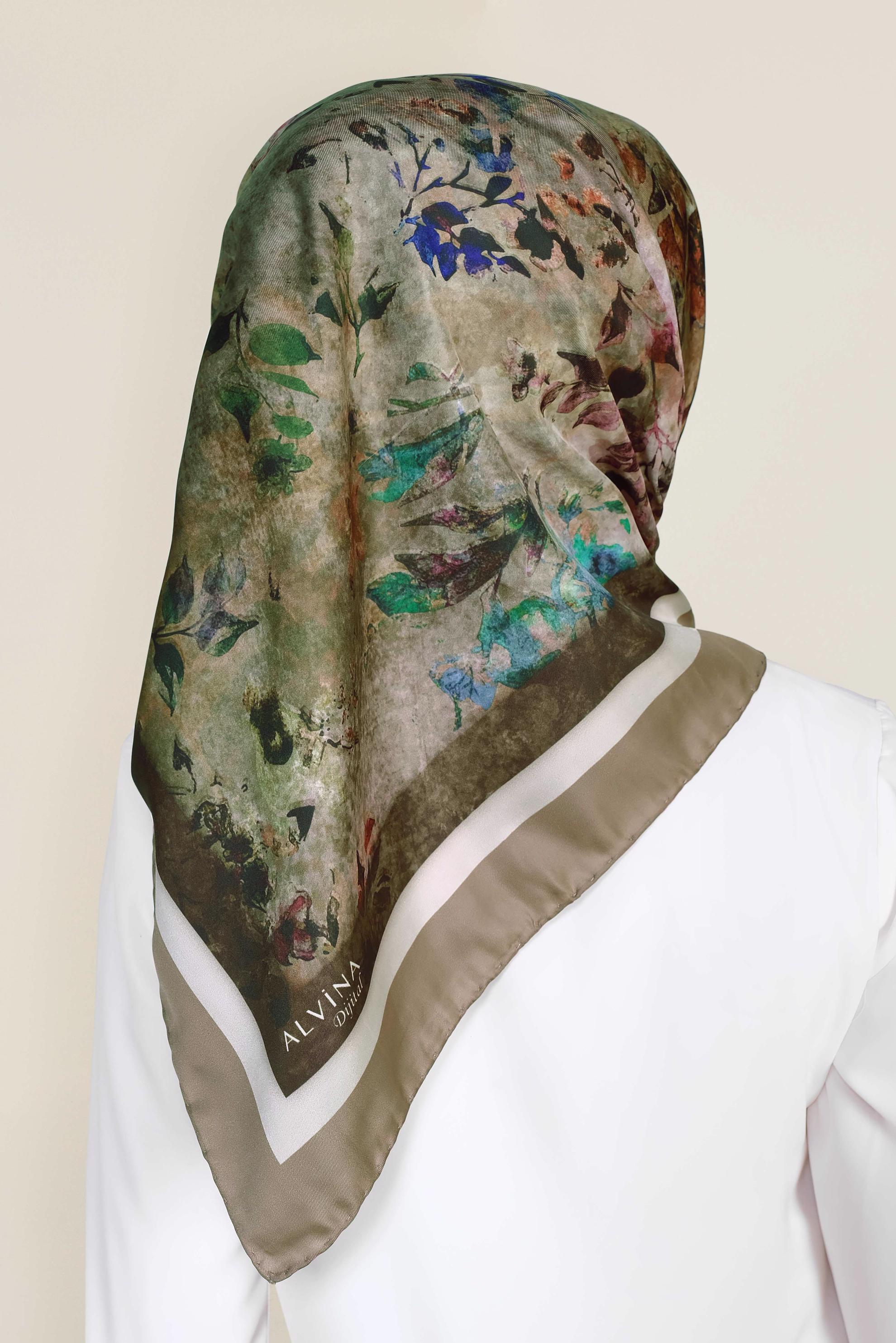 Tesettür giyim VİZON 9965-1 ALVİNA DİJİTAL EŞARP