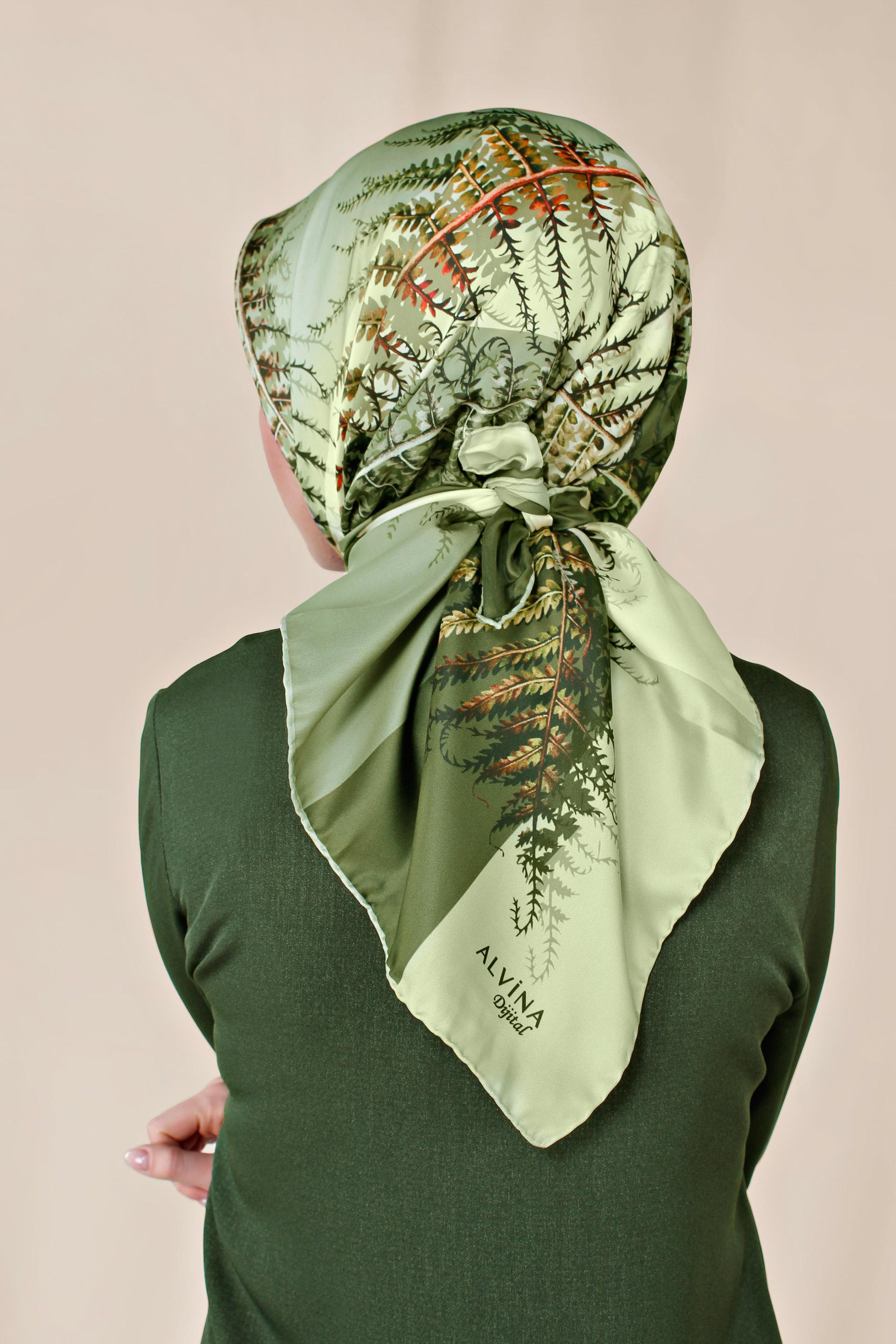 Tesettür giyim YEŞİL 9966-1 ALVİNA DİJİTAL EŞARP