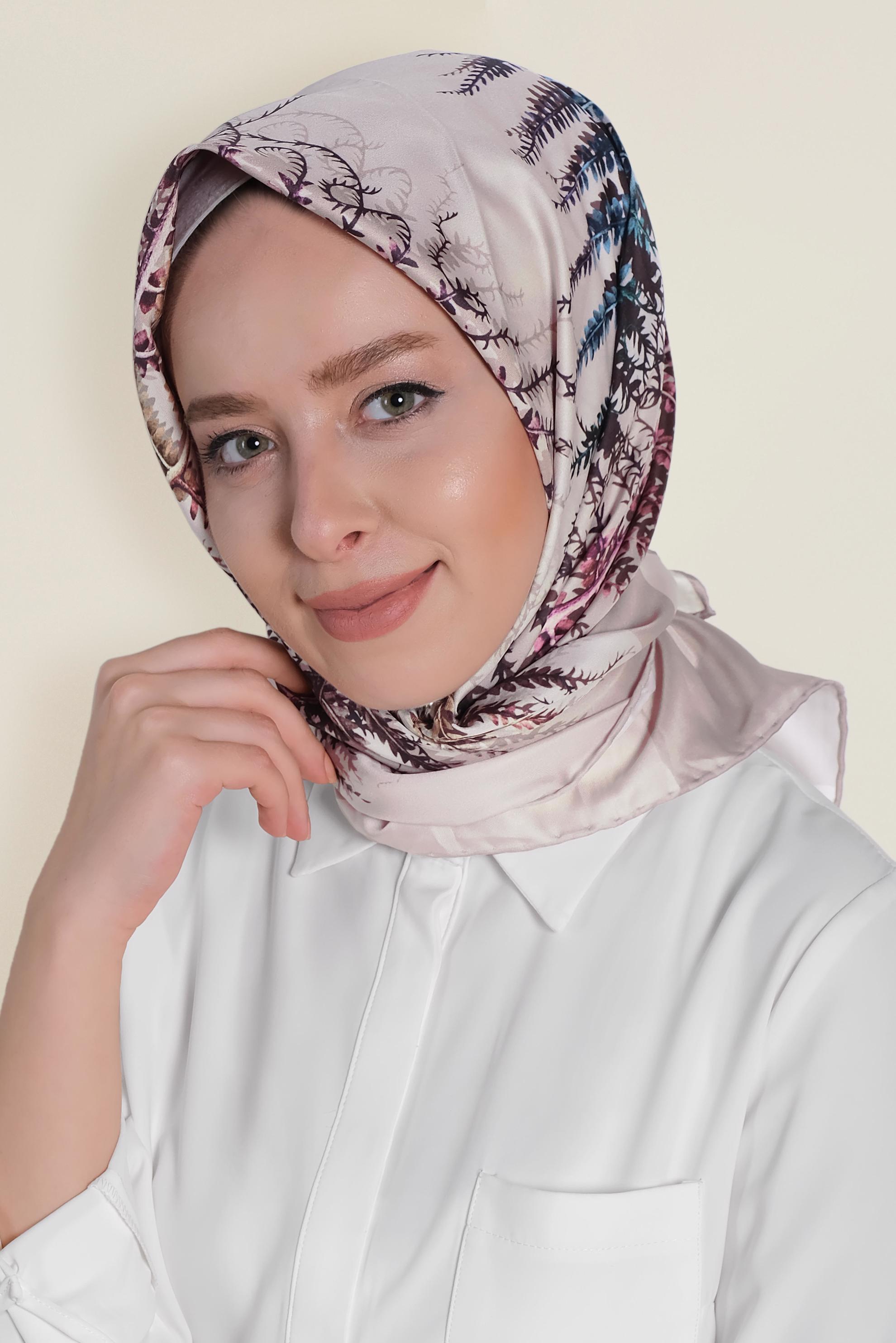 Tesettür giyim BEJ 9966-1 ALVİNA DİJİTAL EŞARP