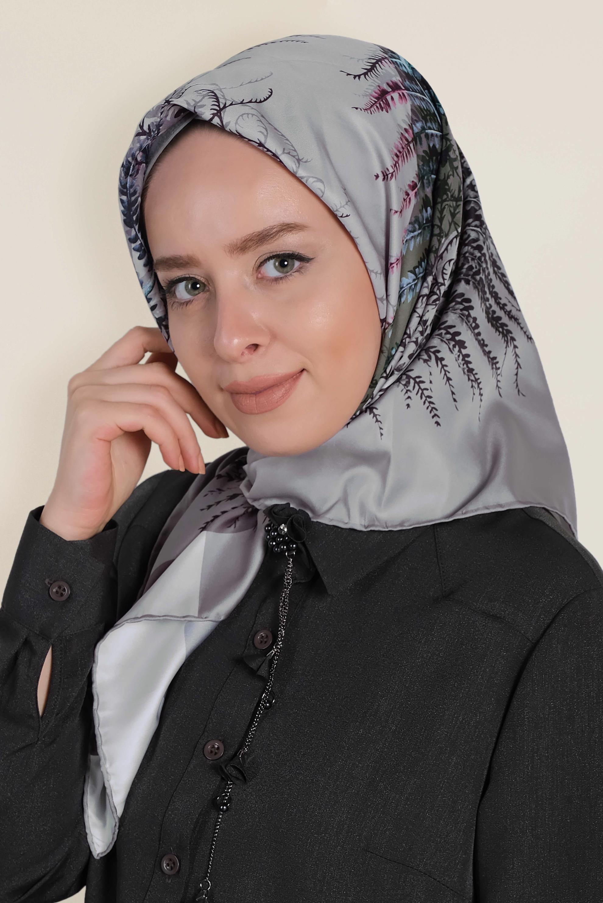 Tesettür giyim GRİ 9966-1 ALVİNA DİJİTAL EŞARP