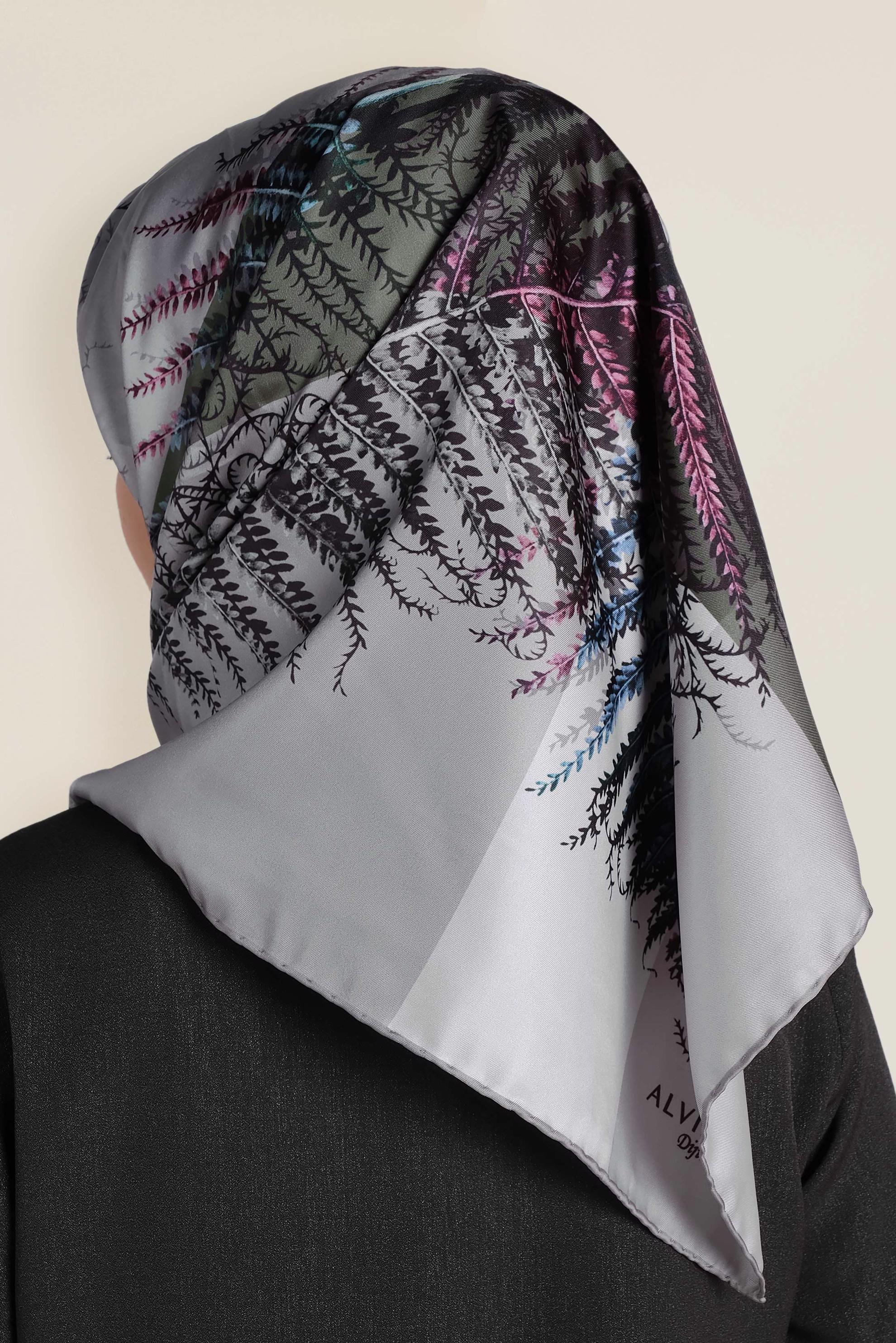 Tesettür giyim GRİ 9966-1 ALVİNA DİJİTAL EŞARP