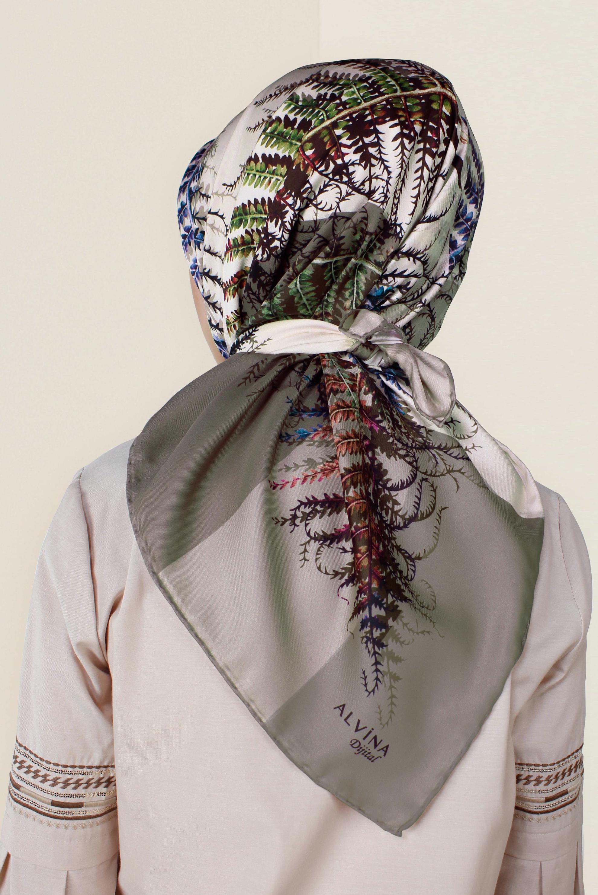 Tesettür giyim VİZON 9966-1 ALVİNA DİJİTAL EŞARP