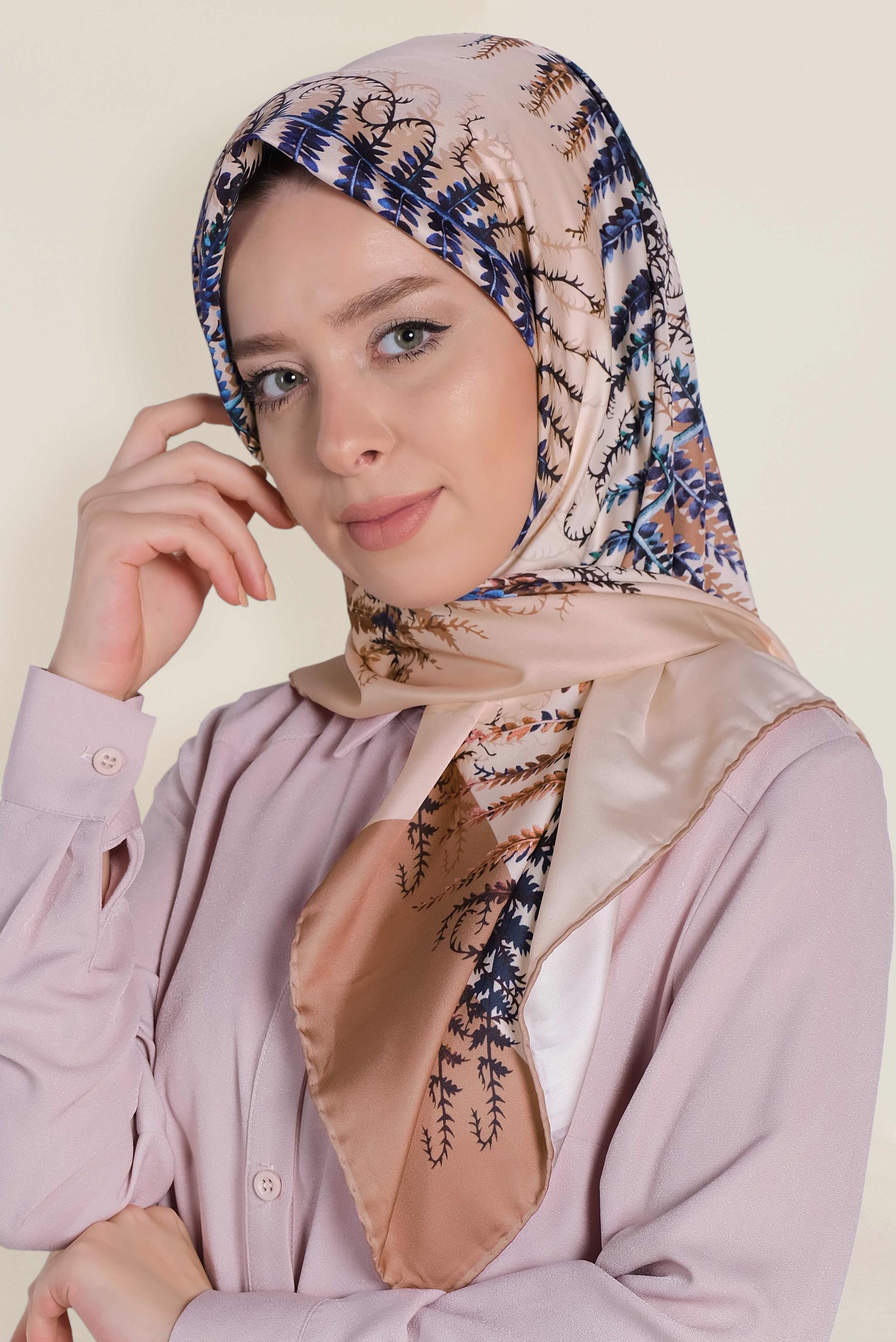 Tesettür giyim PUDRA 9966-1 ALVİNA DİJİTAL EŞARP