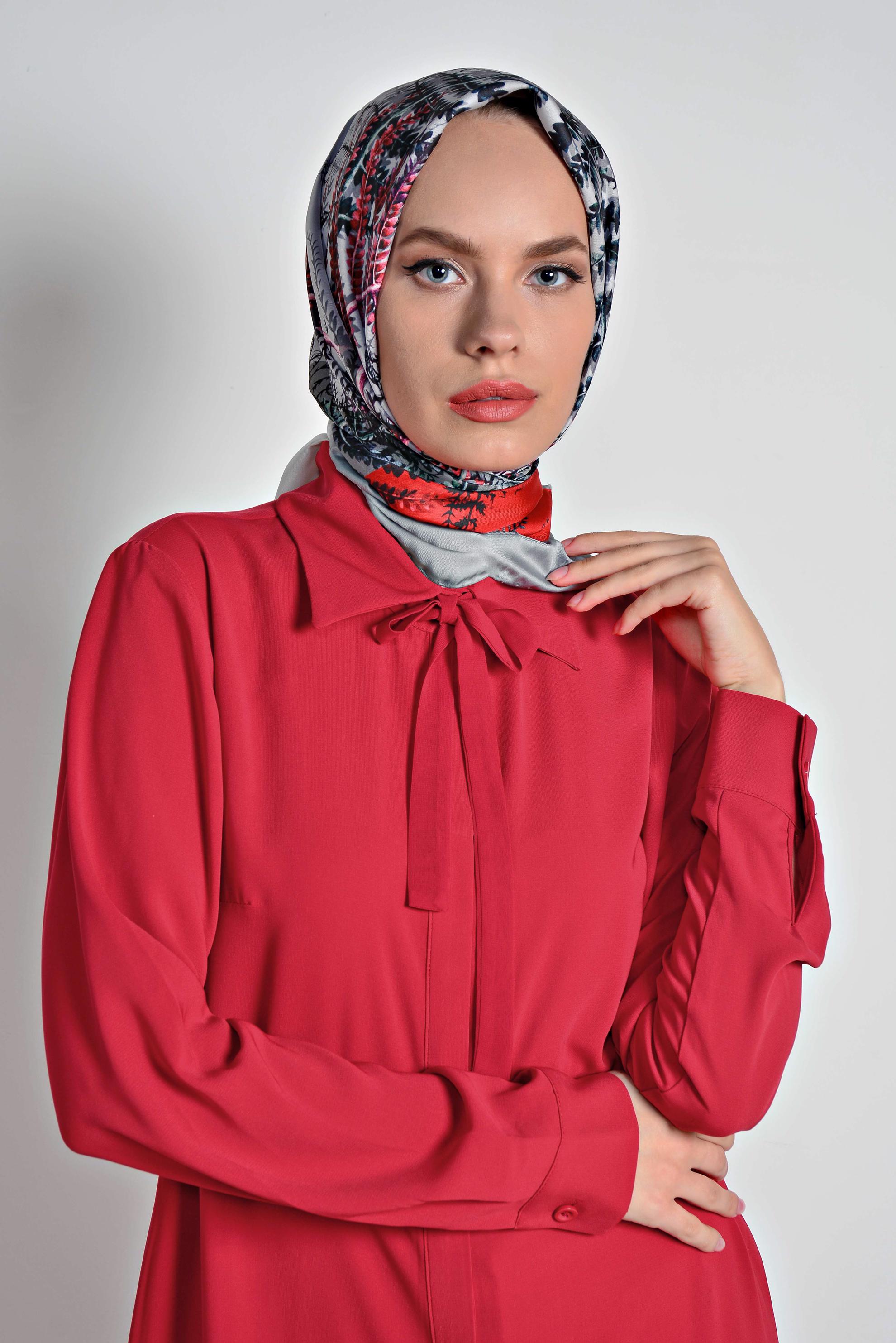 Tesettür giyim GRİ 9966-1 ALVİNA DİJİTAL EŞARP