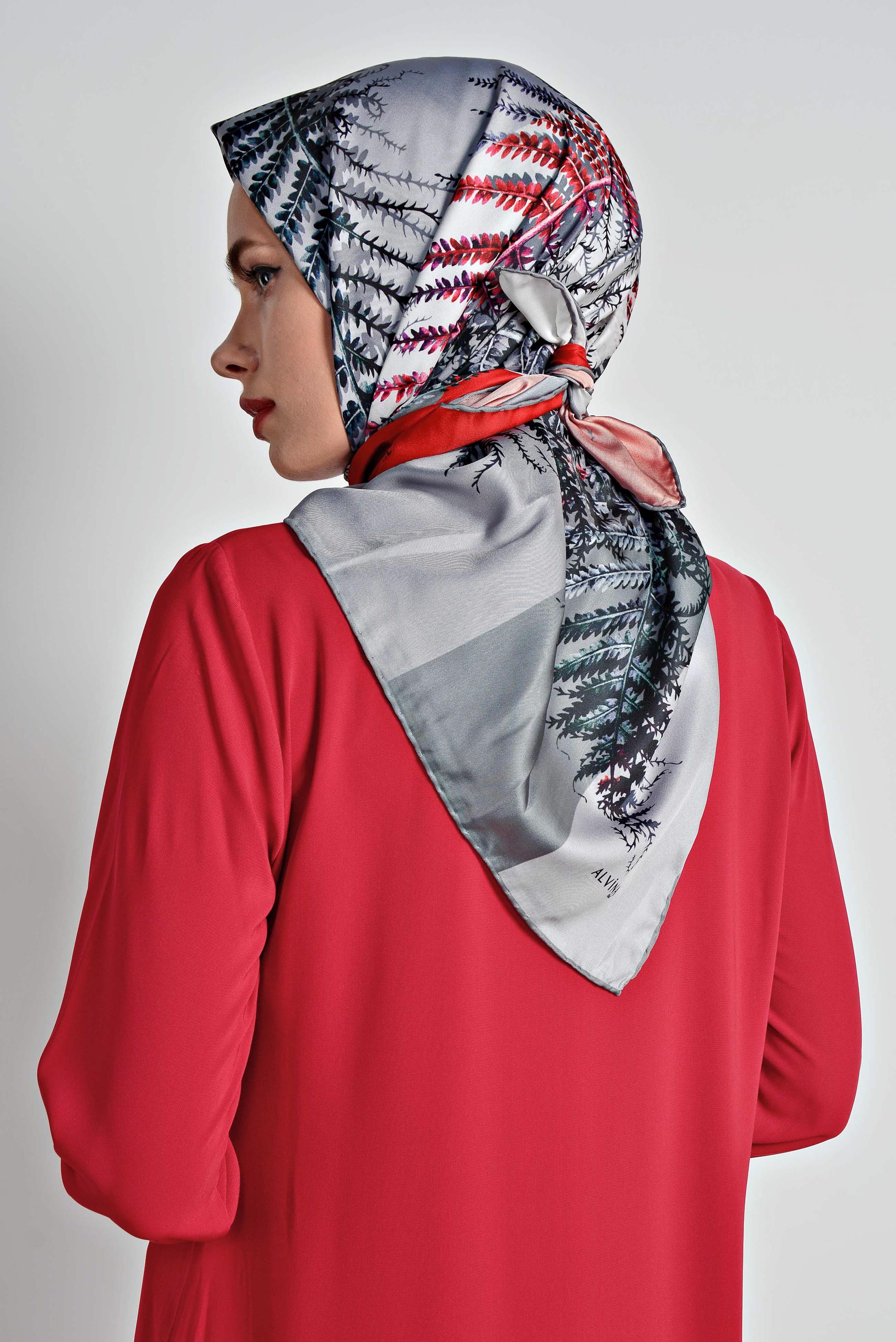 Tesettür giyim GRİ 9966-1 ALVİNA DİJİTAL EŞARP